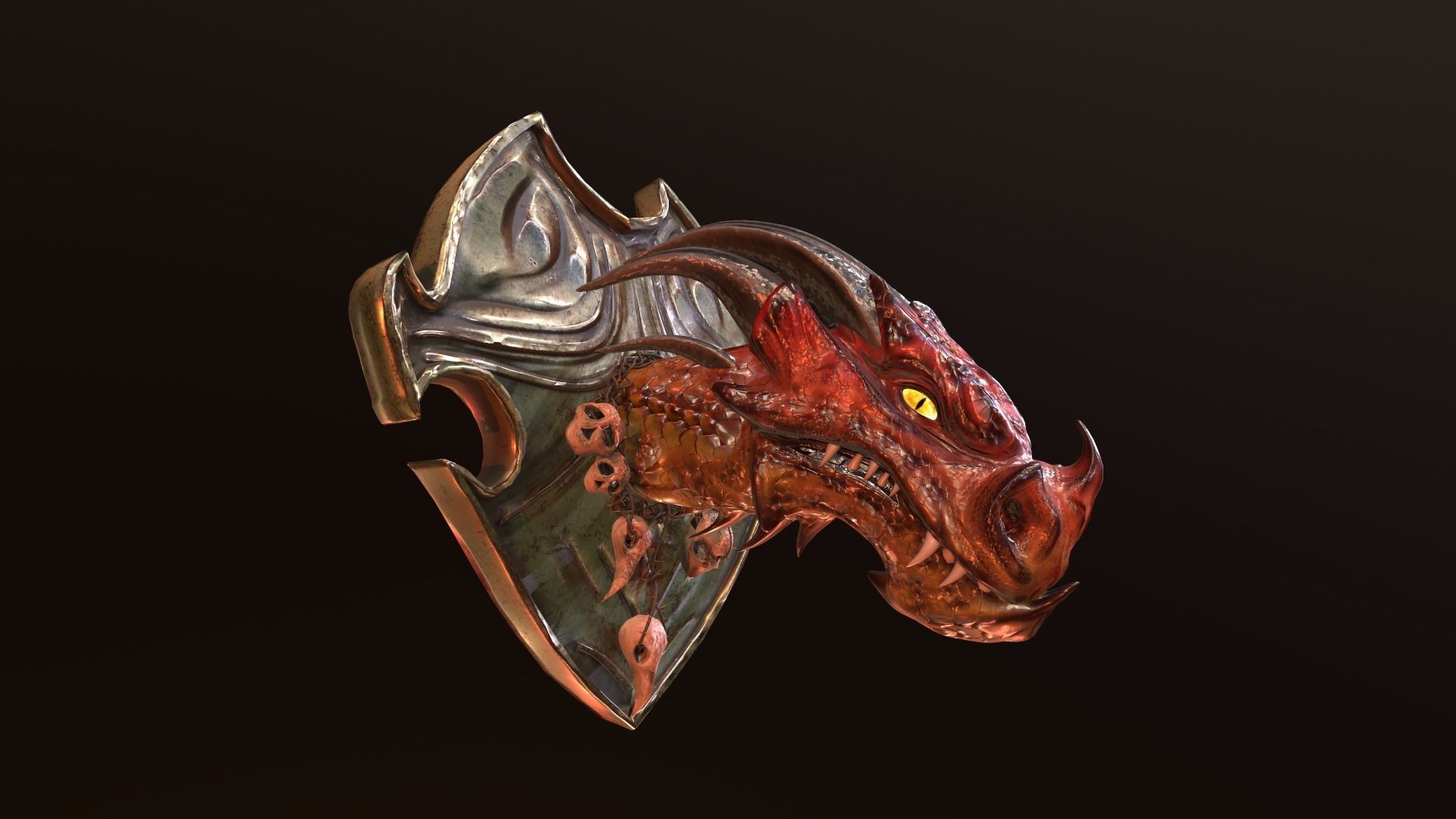 Dragon head Low-poly 3D model_14