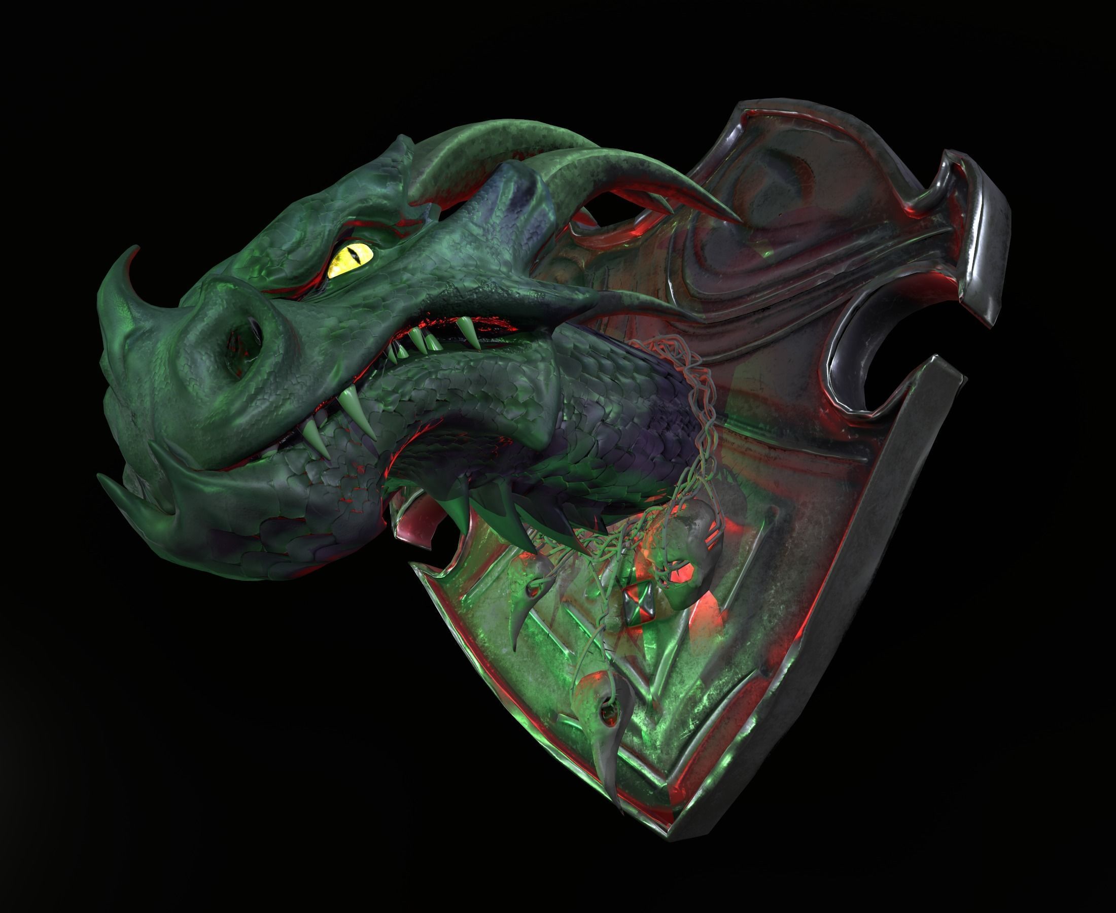 Dragon head Low-poly 3D model_4
