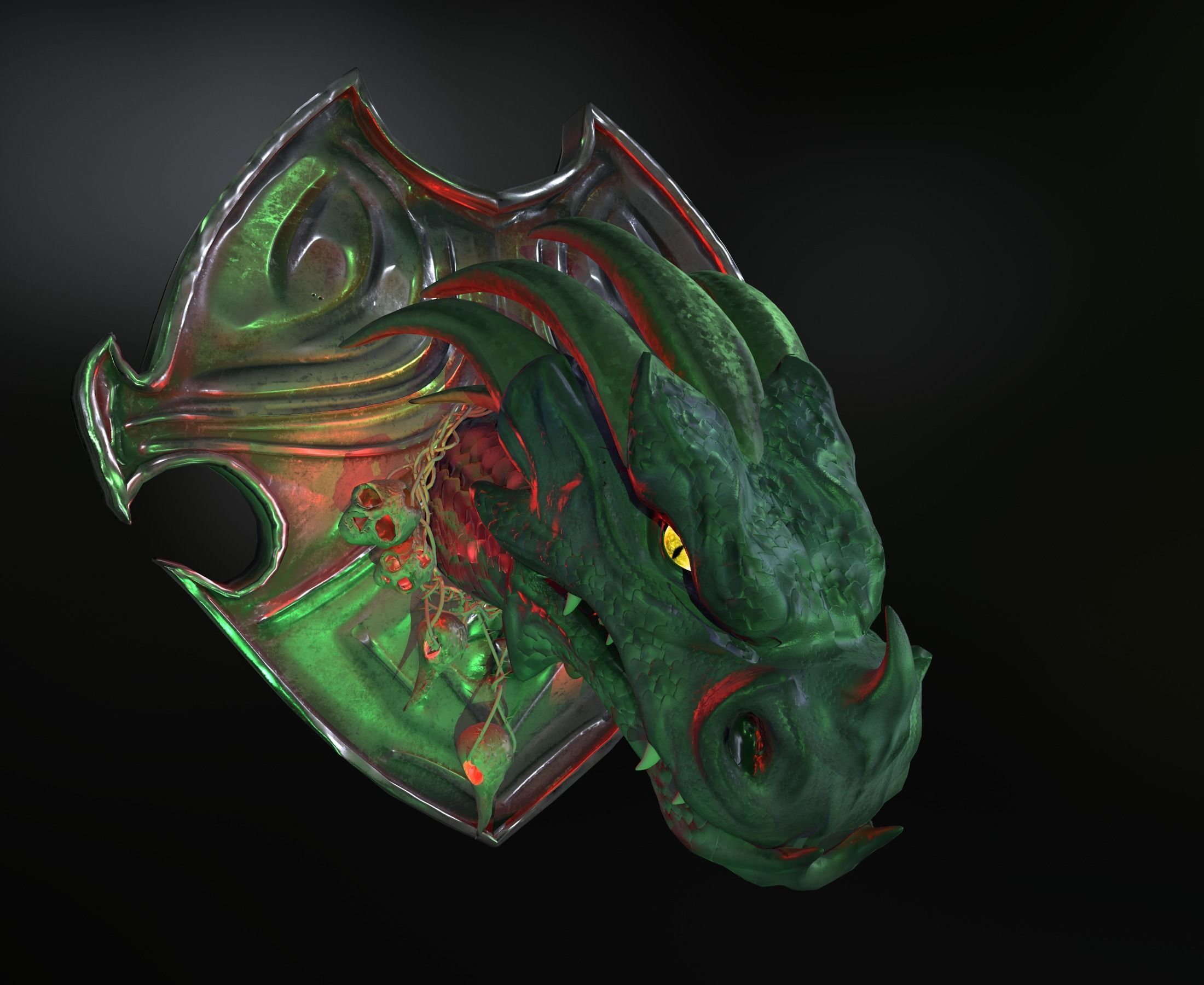 Dragon head Low-poly 3D model_9