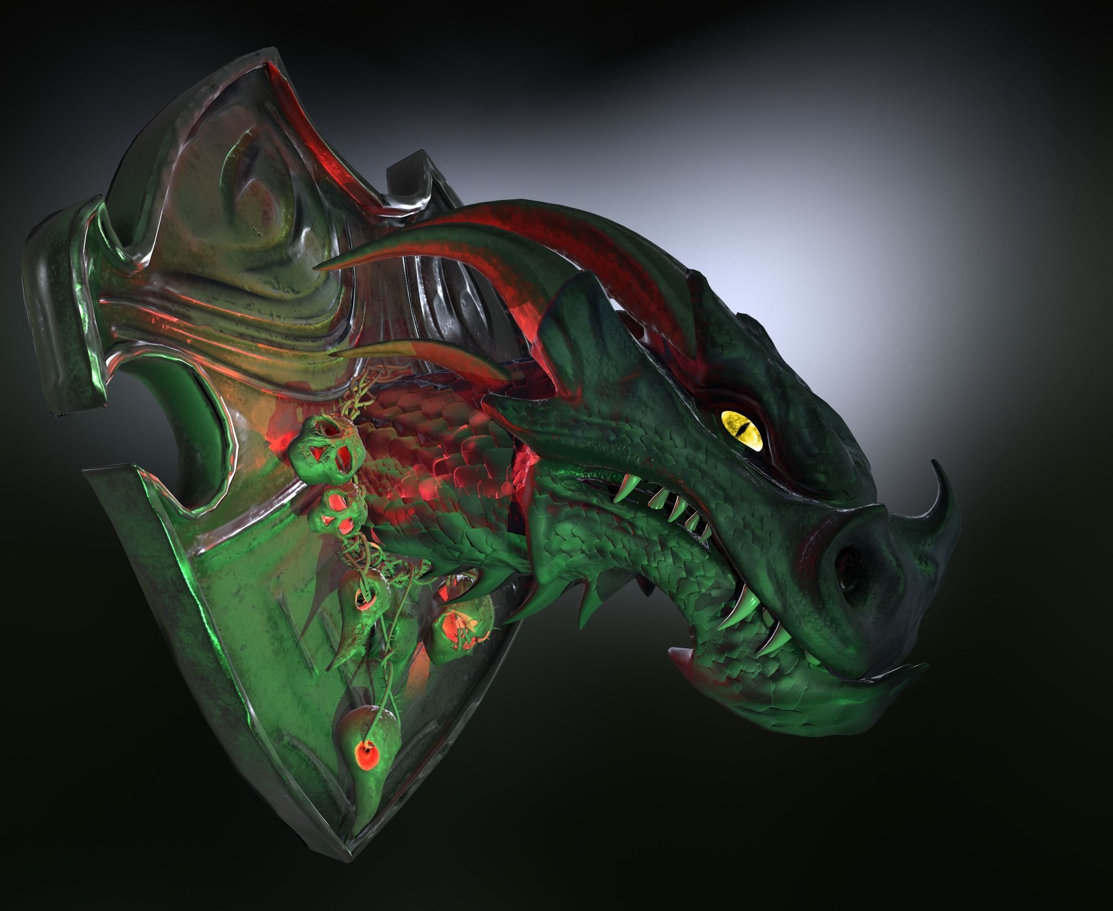 Dragon head Low-poly 3D model_11
