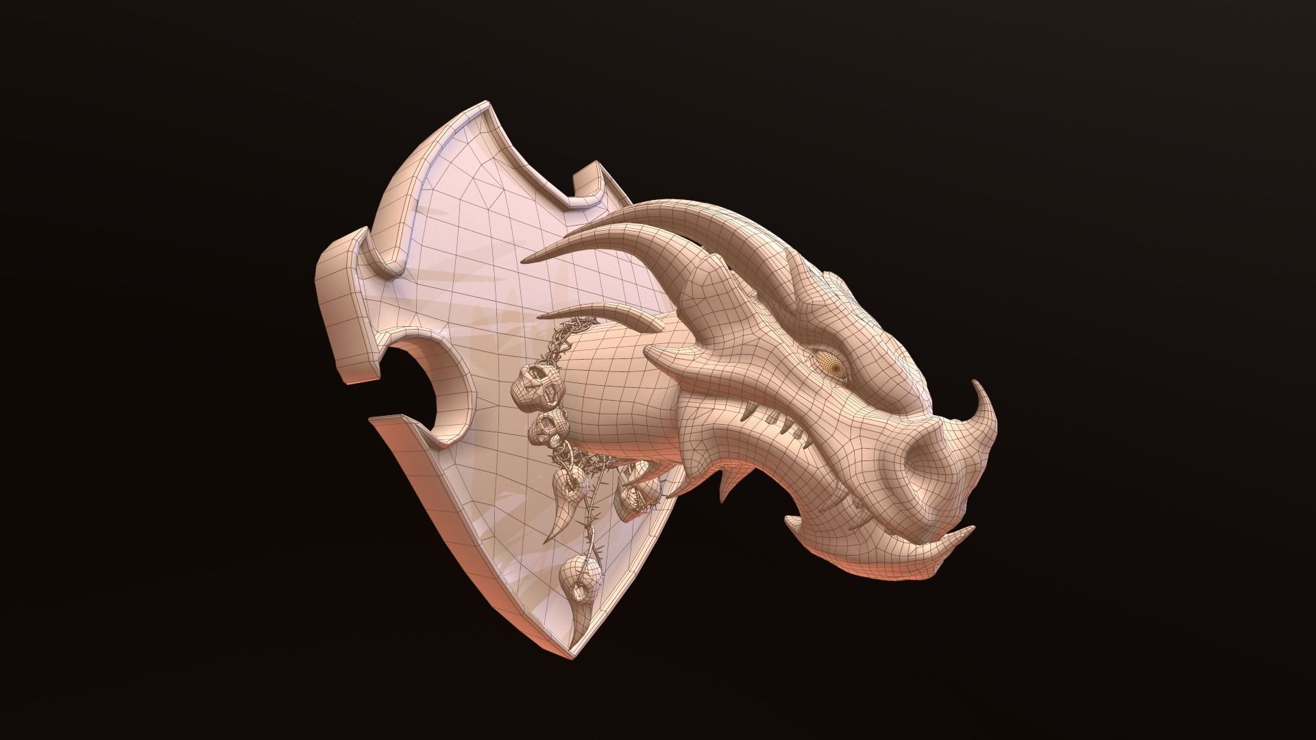 Dragon head Low-poly 3D model_15