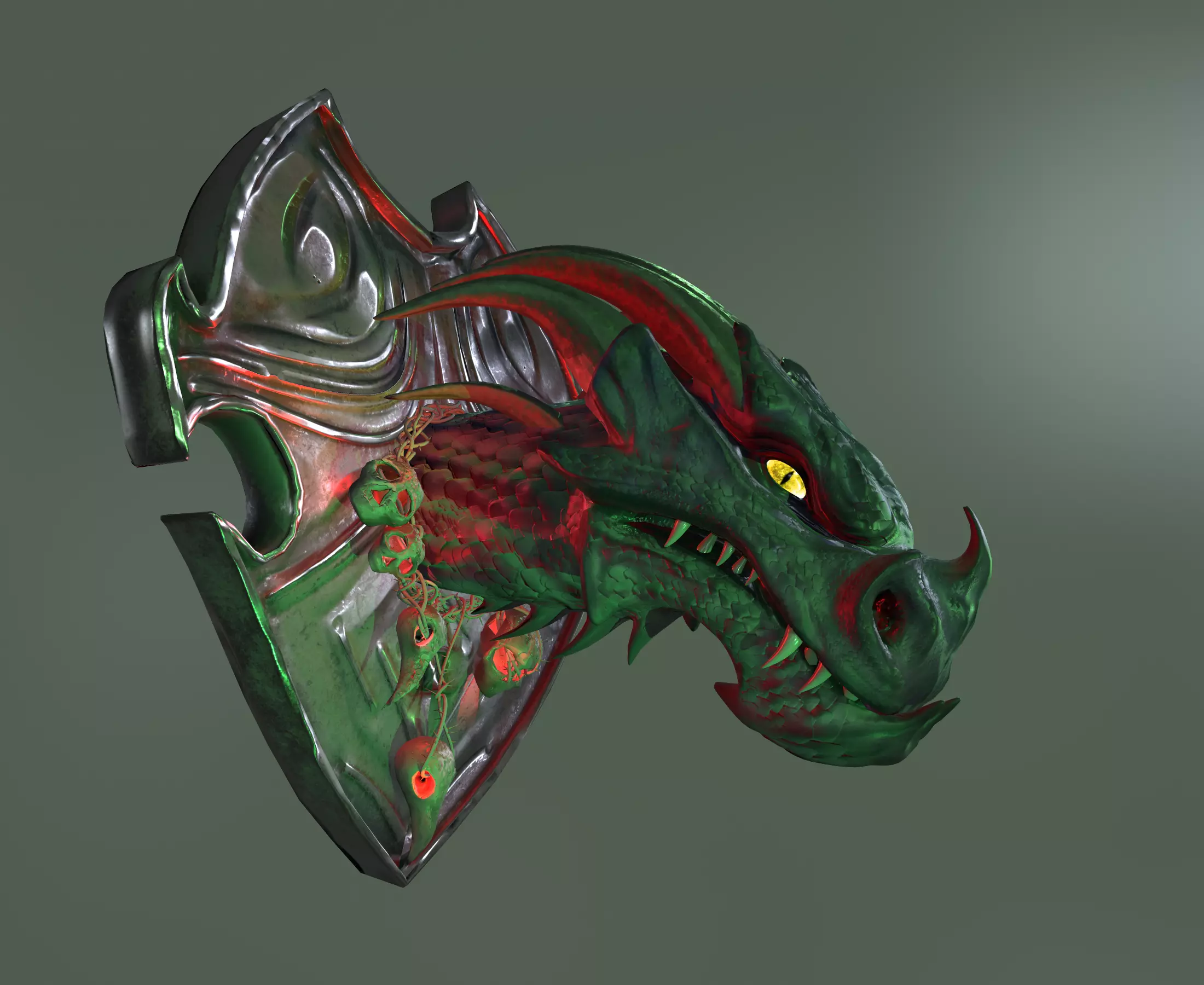 Dragon head Low-poly 3D model_0