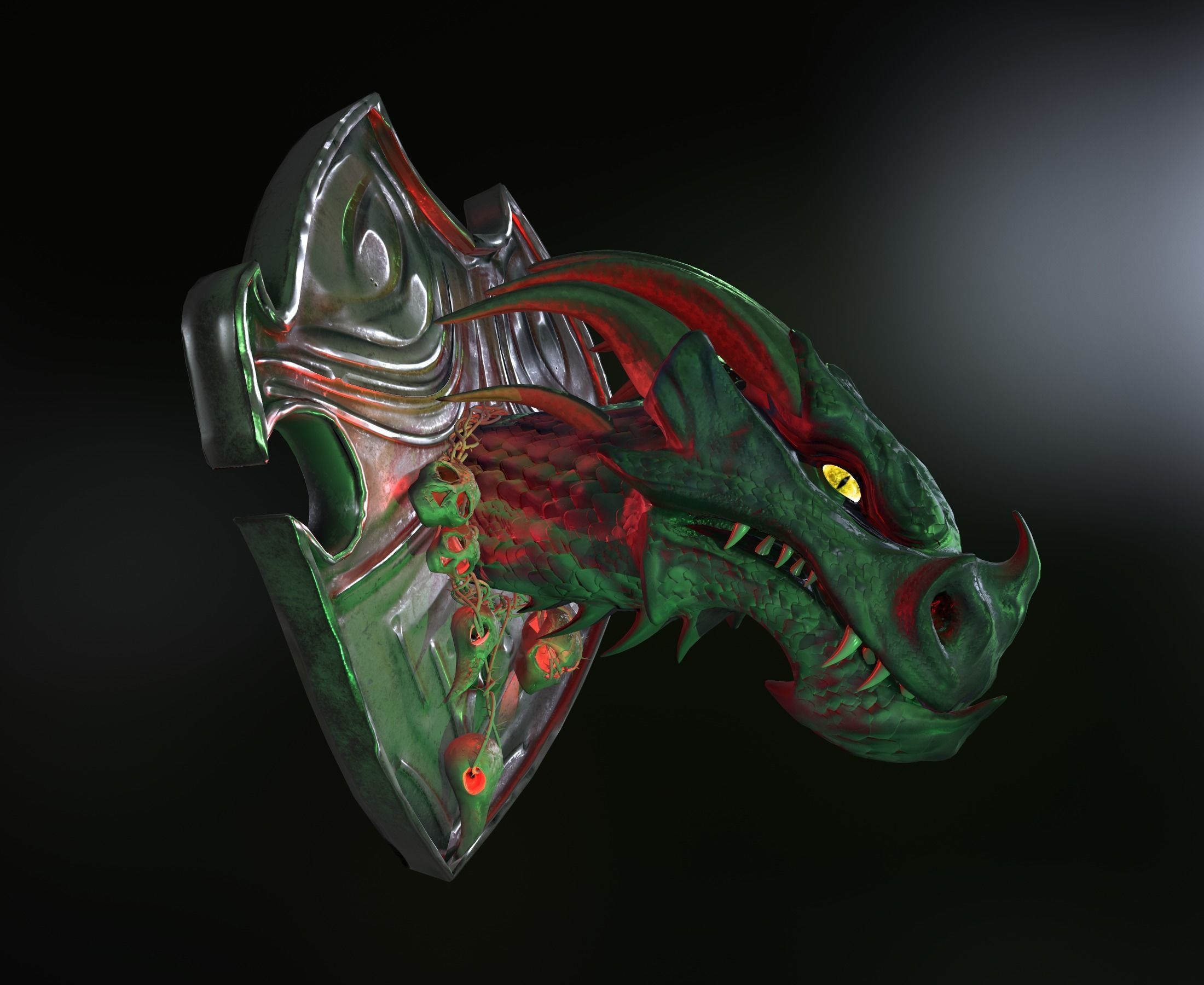 Dragon head Low-poly 3D model_3