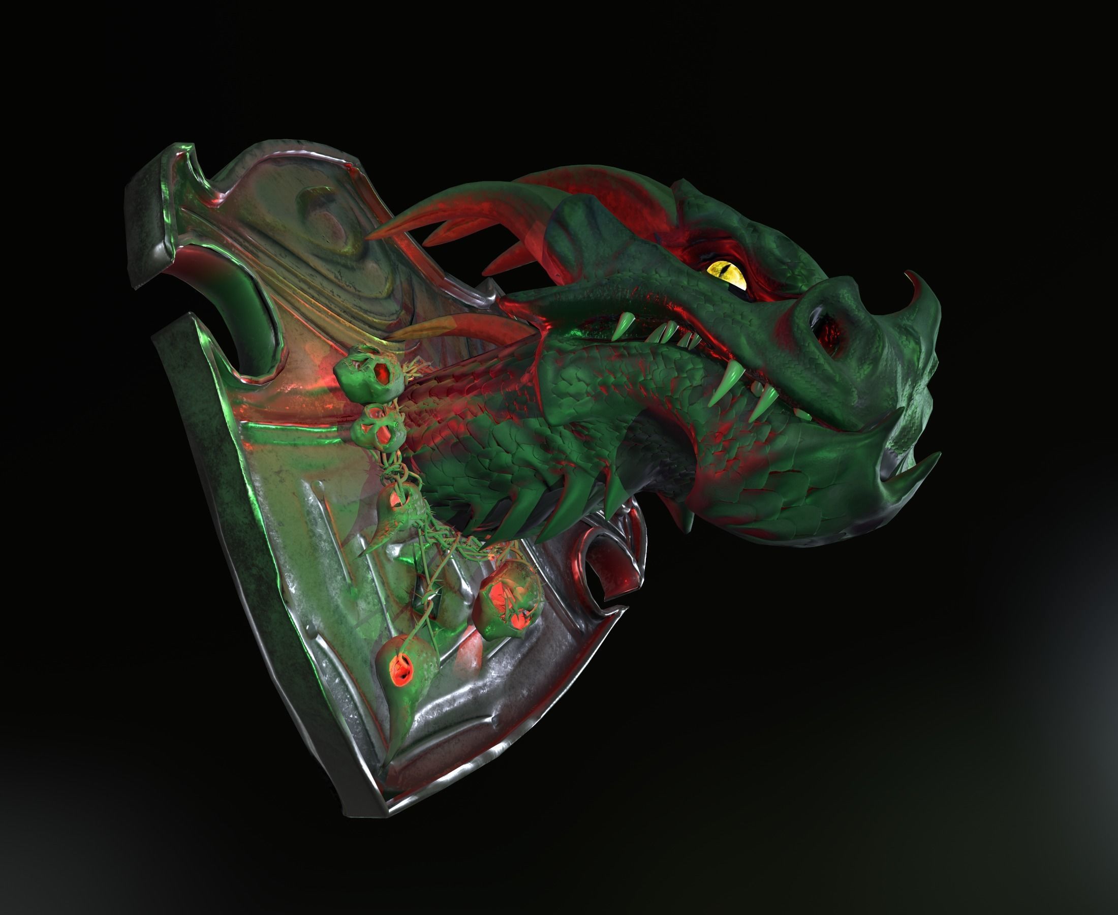 Dragon head Low-poly 3D model_5