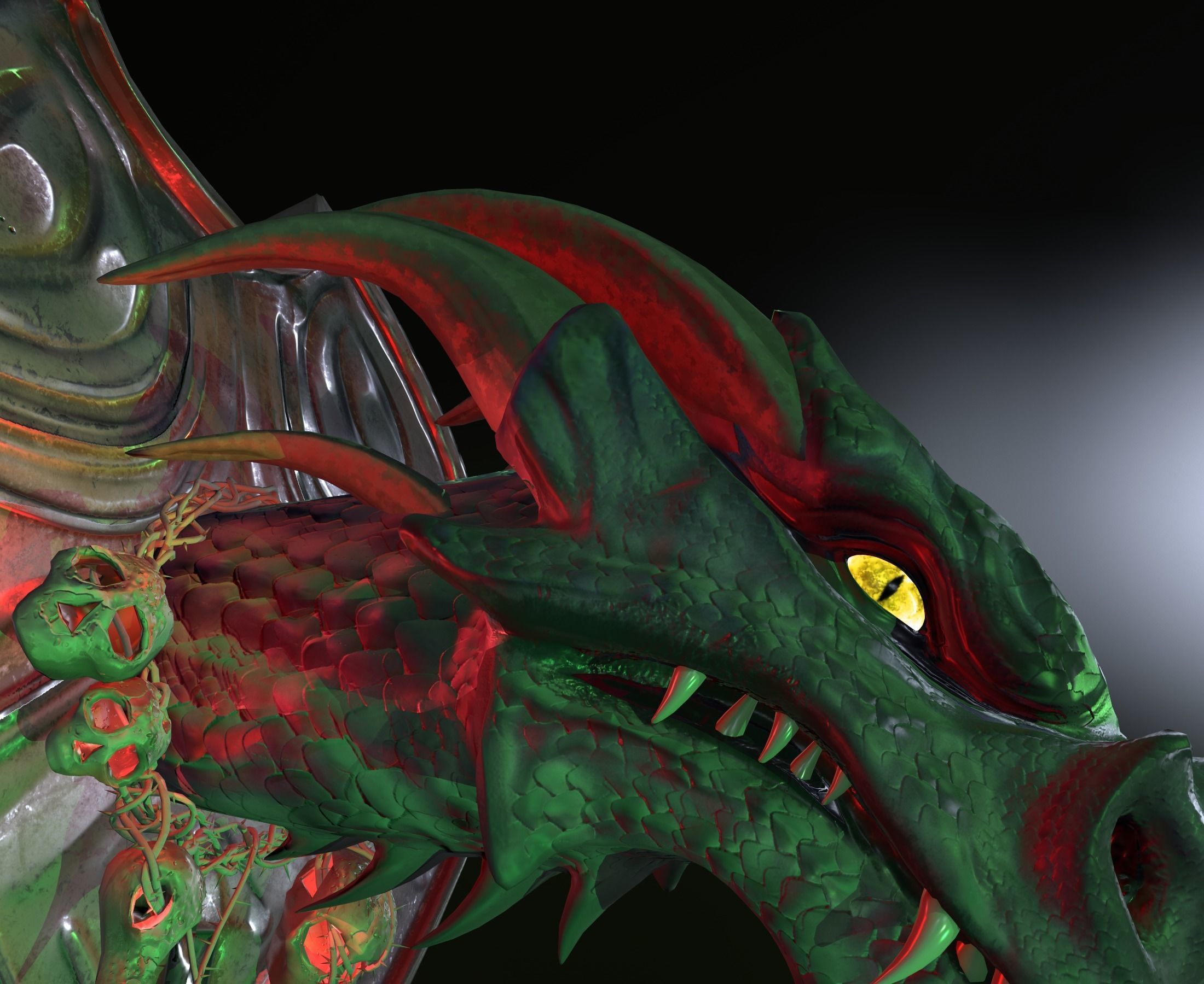 Dragon head Low-poly 3D model_8