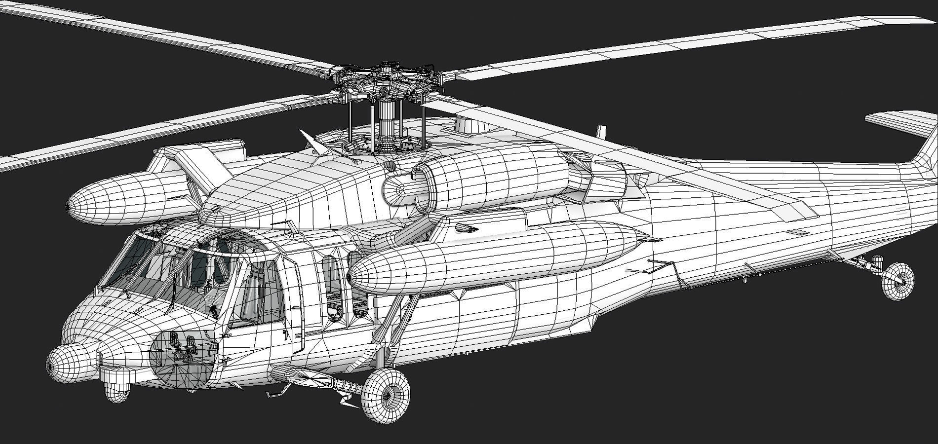 UH60 JA Black Hawk Low-poly 3D model_11