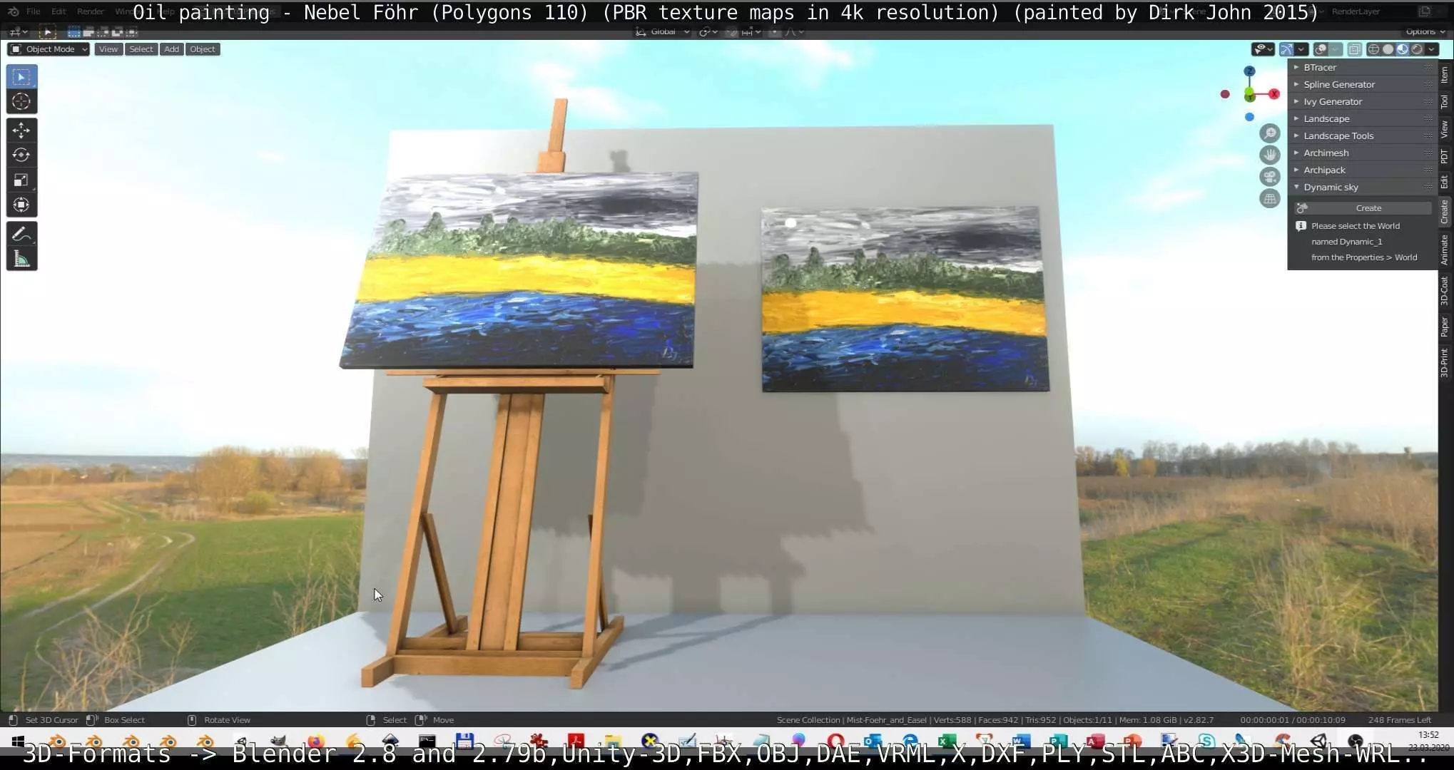 Oil Painting - Mist Foehr Low-poly 3D model