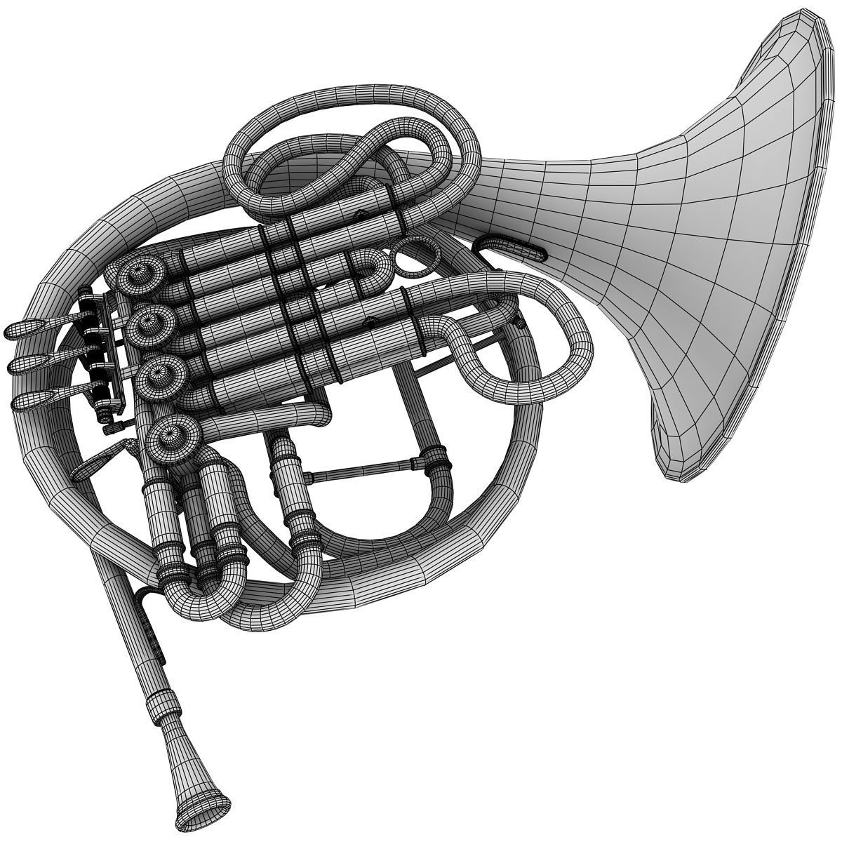 French Horn 3D model_9