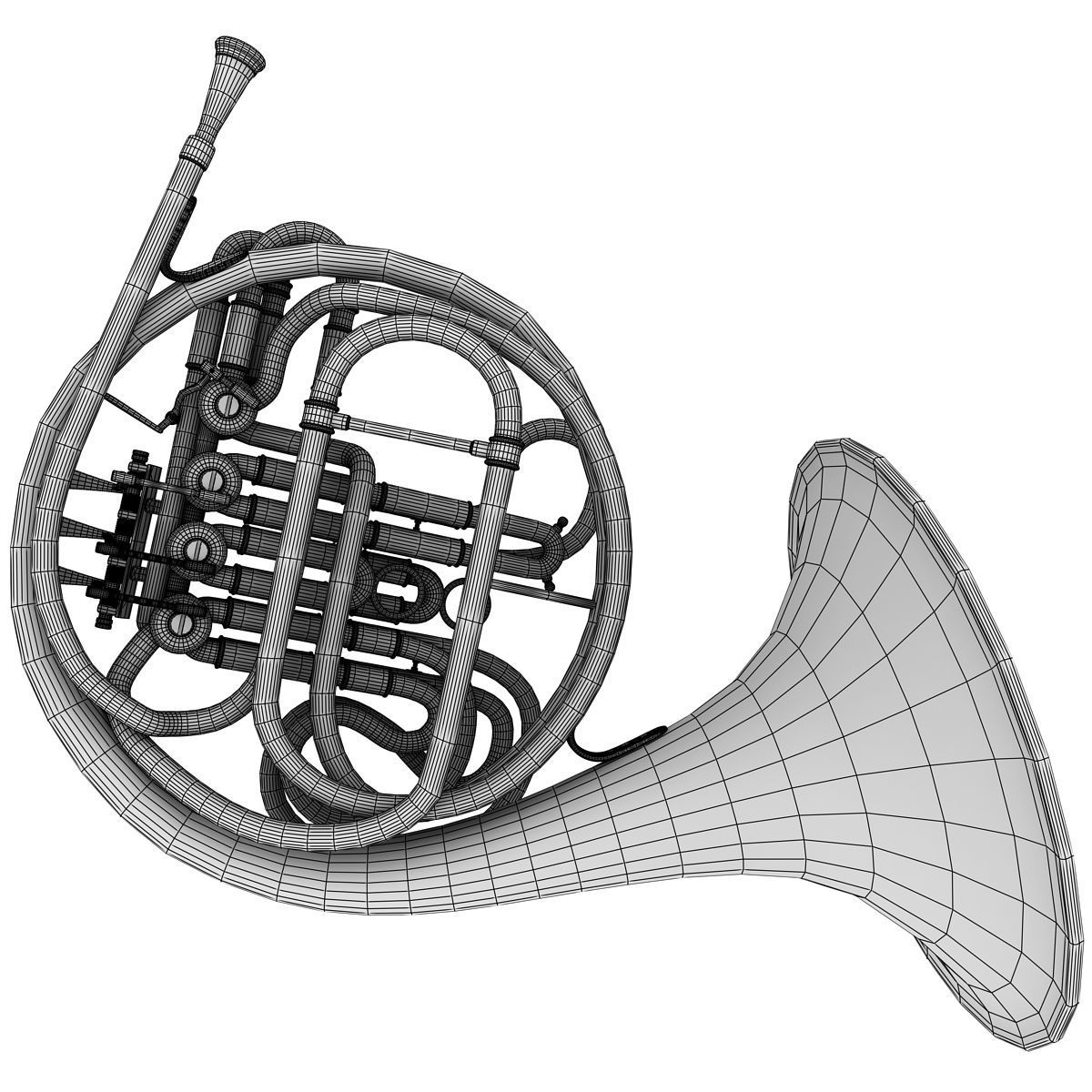 French Horn 3D model_11