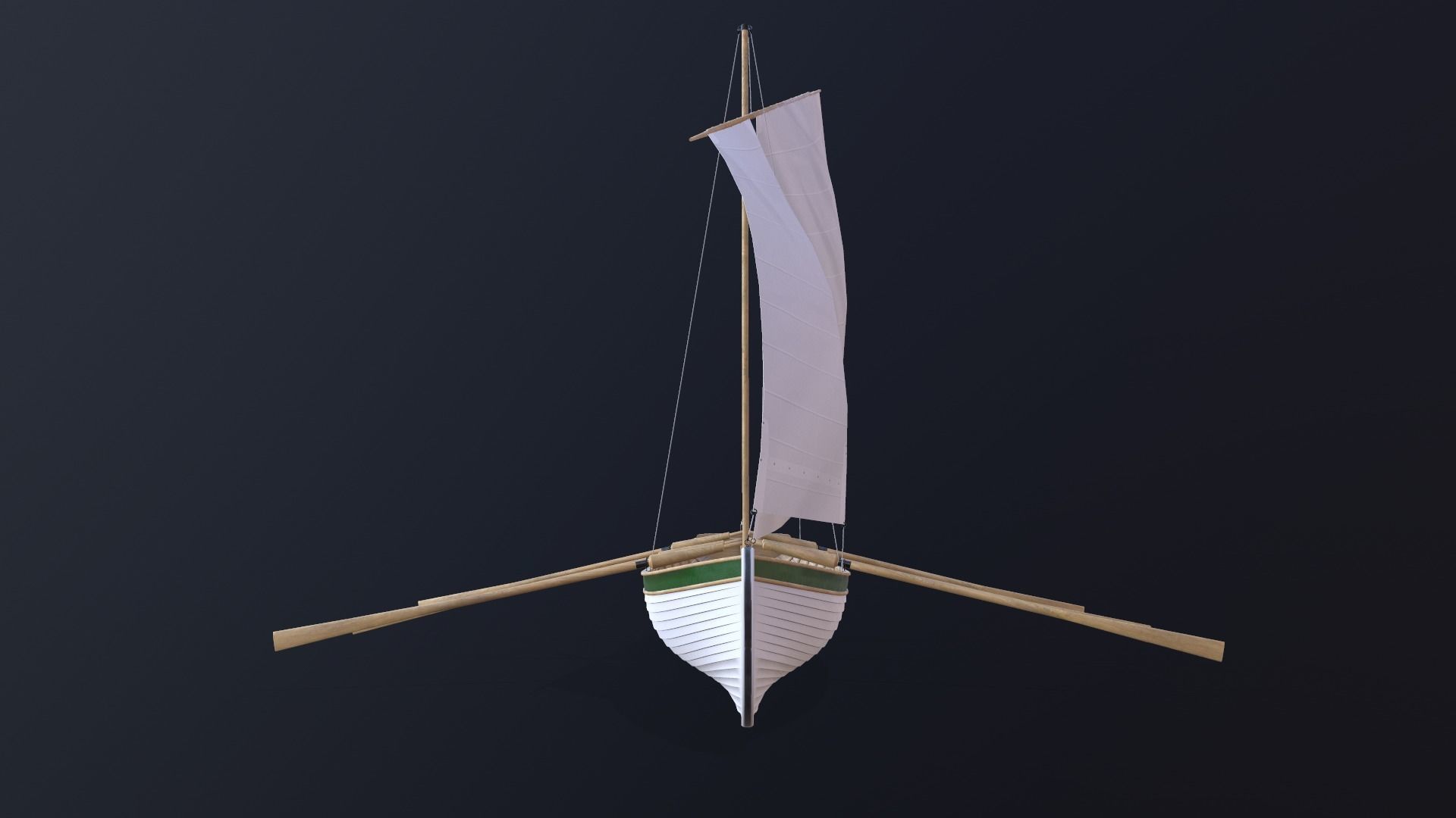 Wooden boat Yal-6 Low-poly 3D model_4