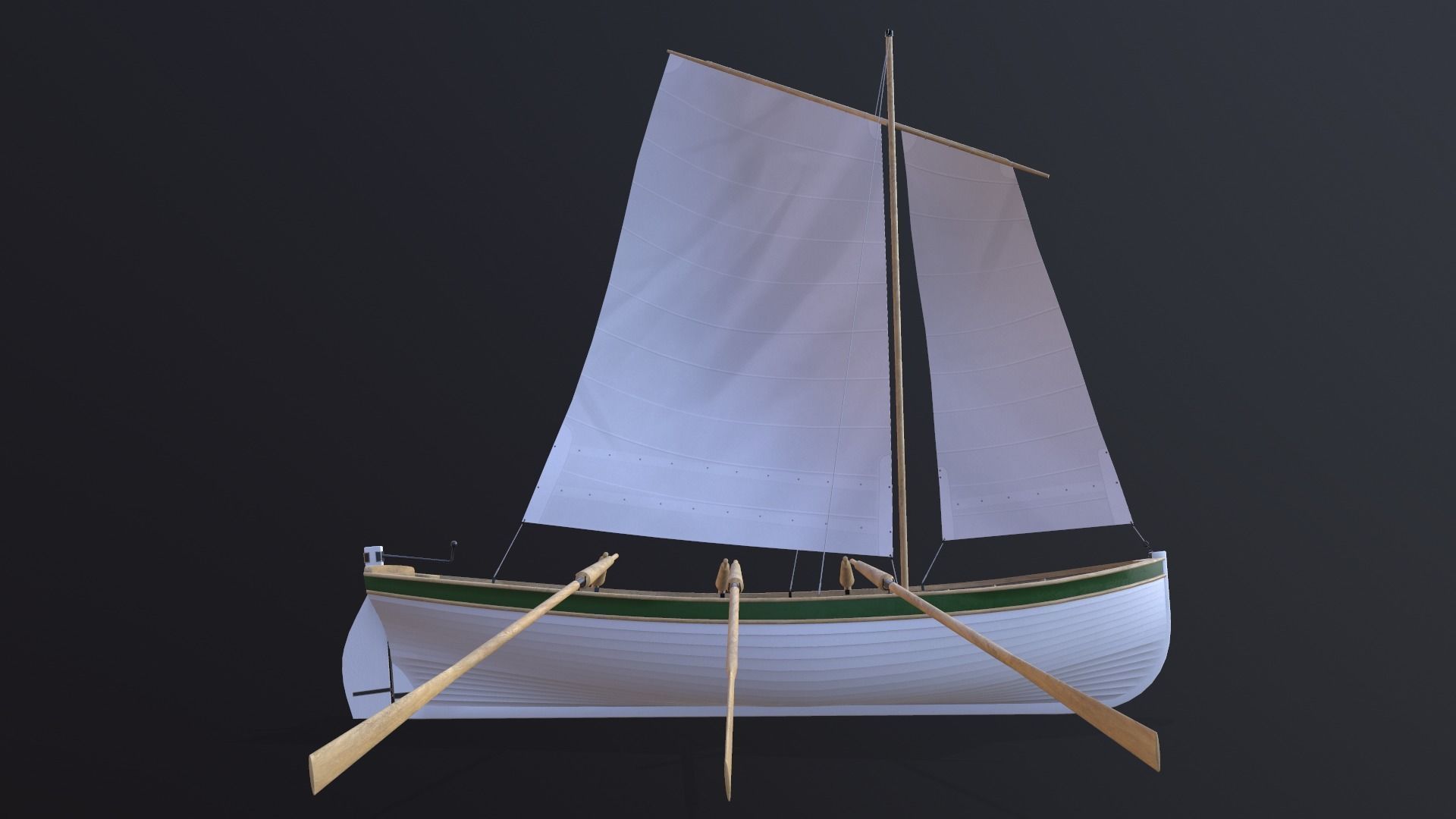 Wooden boat Yal-6 Low-poly 3D model_2