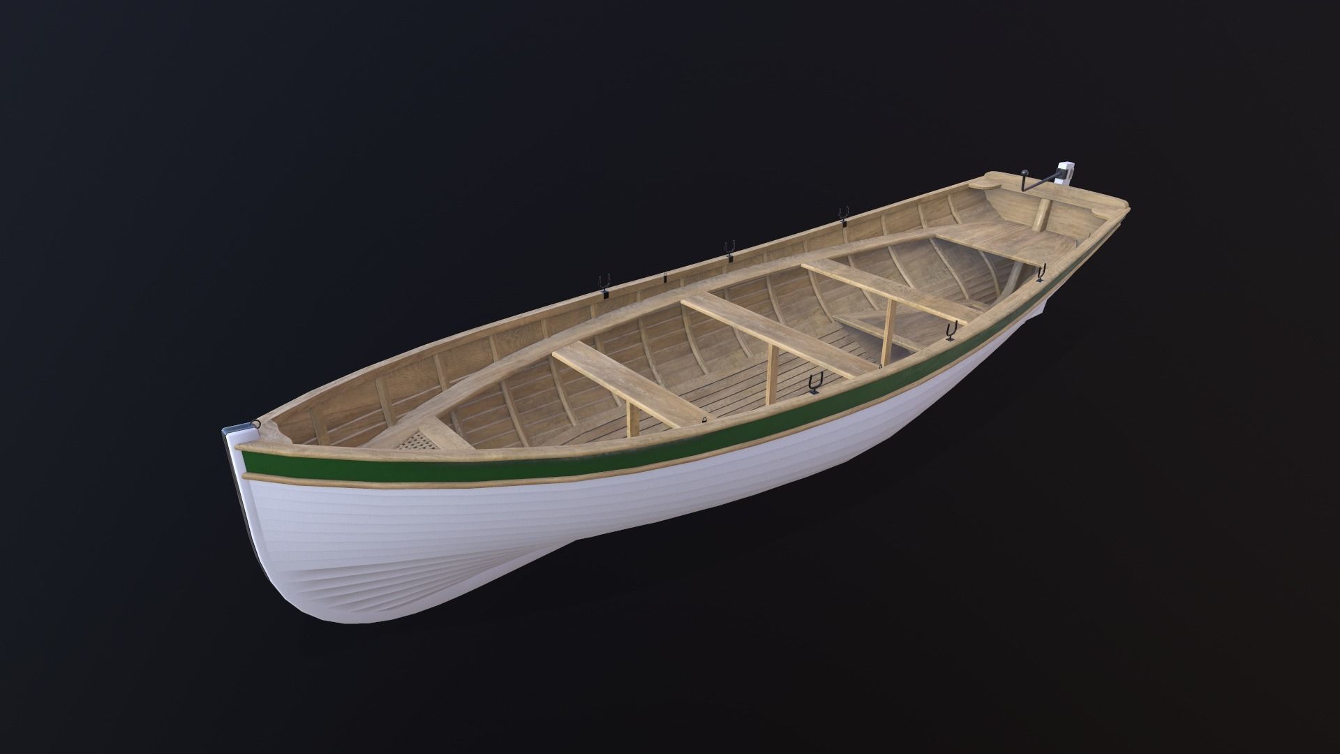 Wooden boat Yal-6 Low-poly 3D model_7