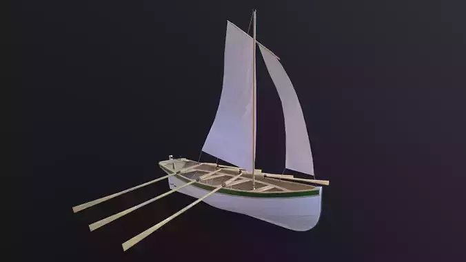Wooden boat Yal-6 Low-poly 3D model