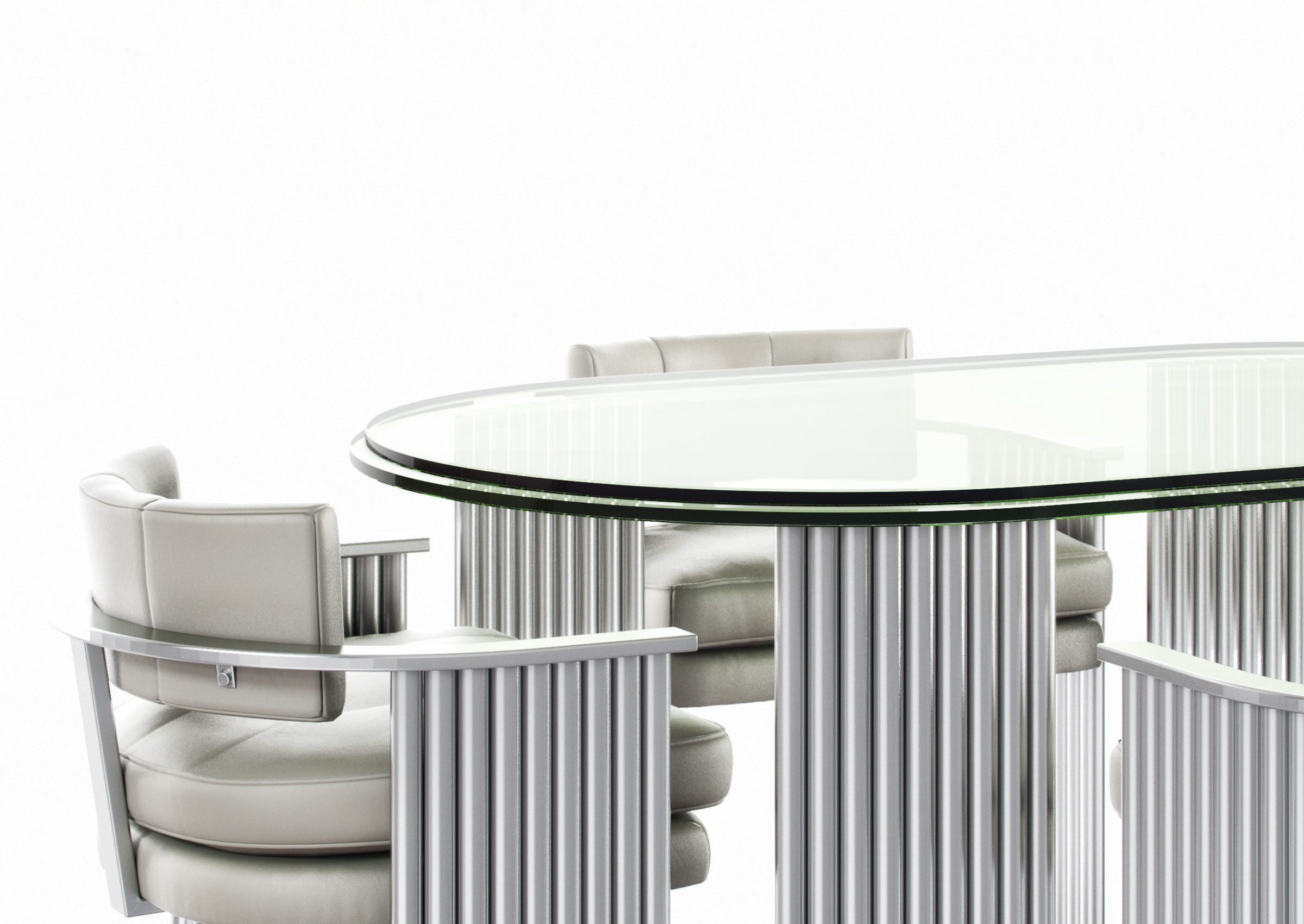 ArmChairs and Dining Table by Milo Baughman 3D model_1