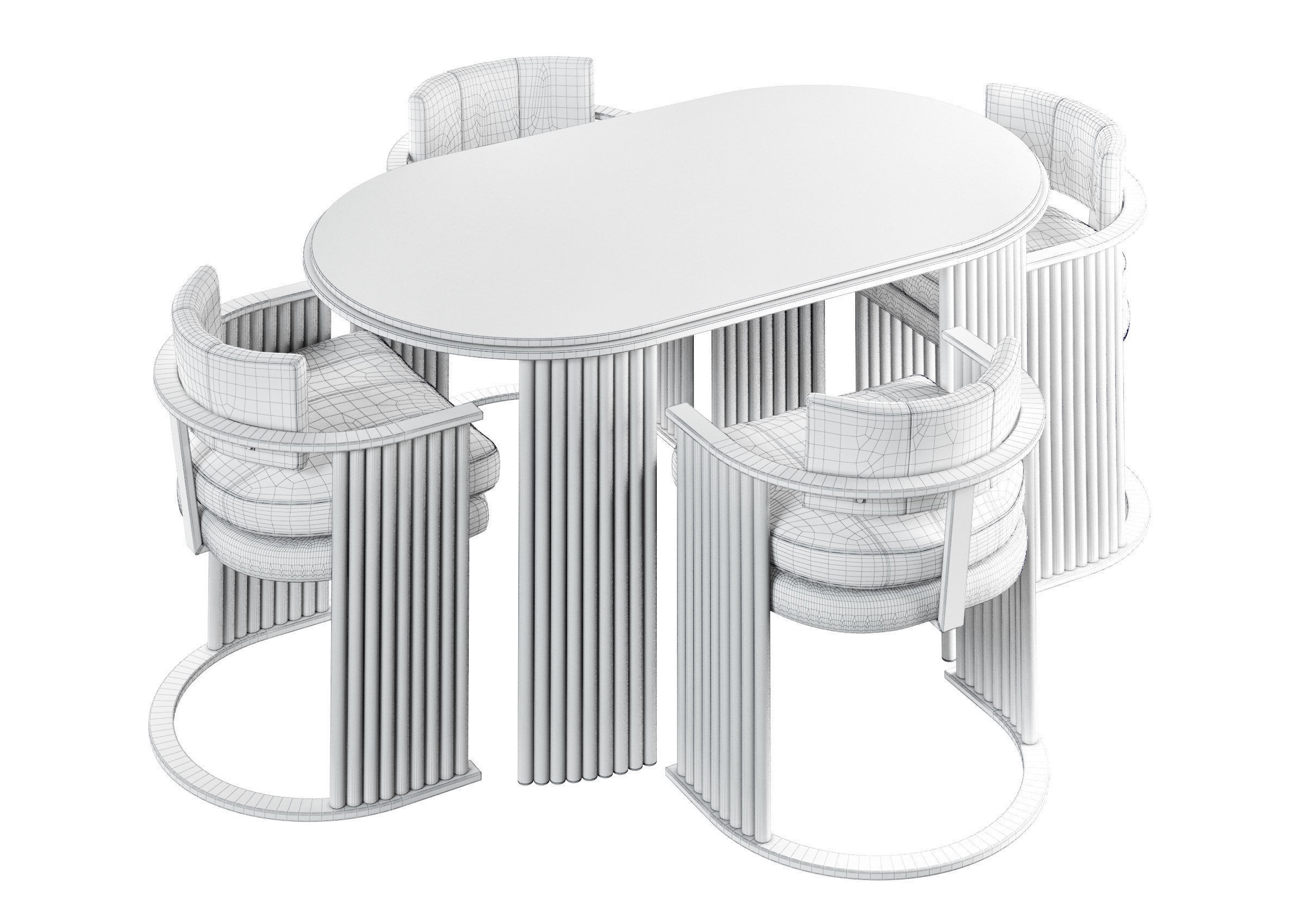 ArmChairs and Dining Table by Milo Baughman 3D model_4