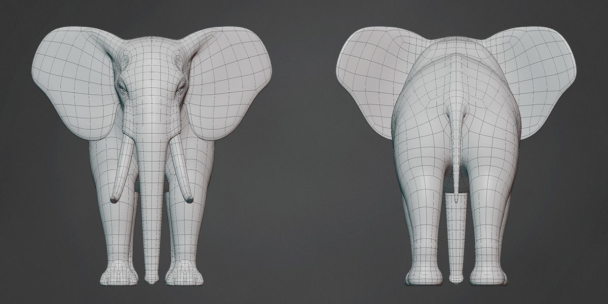 Elephant Base Mesh Low-poly 3D model_2