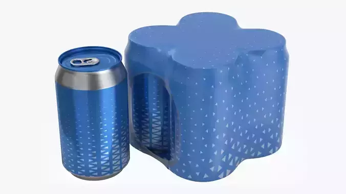 Packaging for 330ml four standard beverage soda beer cans 3D model