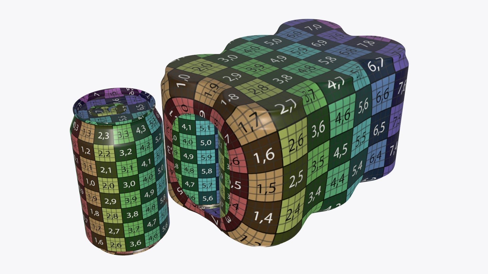 Packaging for 330ml six standard beverage soda beer cans 3D model_13