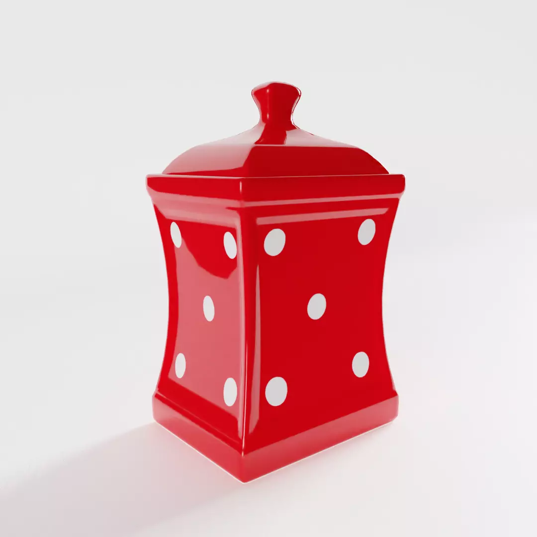 Small Polka Dot Kitchen Storage Jar 3D model_0