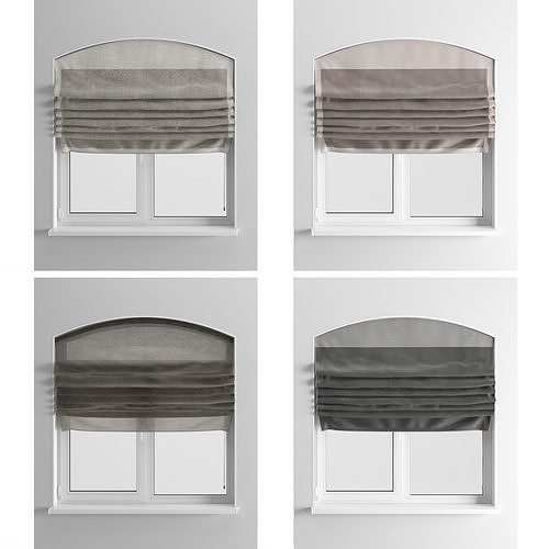 Roman curtains and a plastic window 3D model