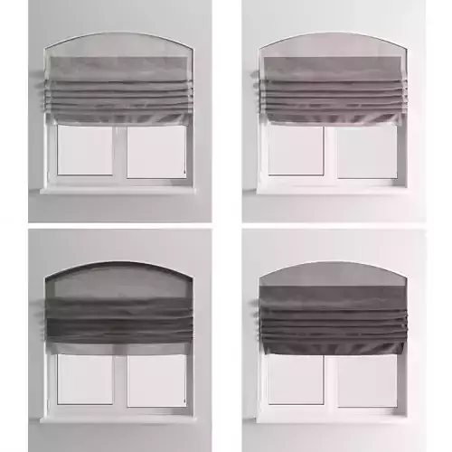 Roman curtains and a plastic window 3D model