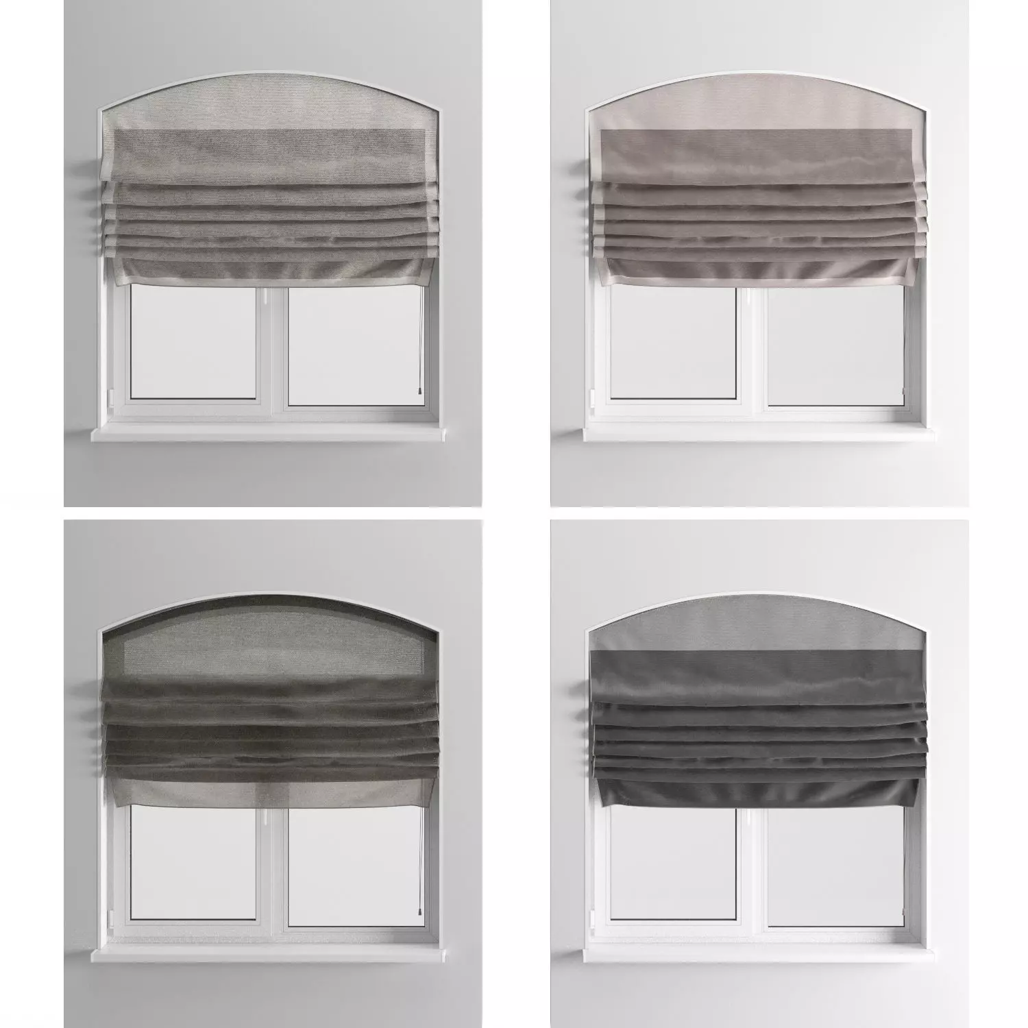 Roman curtains and a plastic window 3D model_0