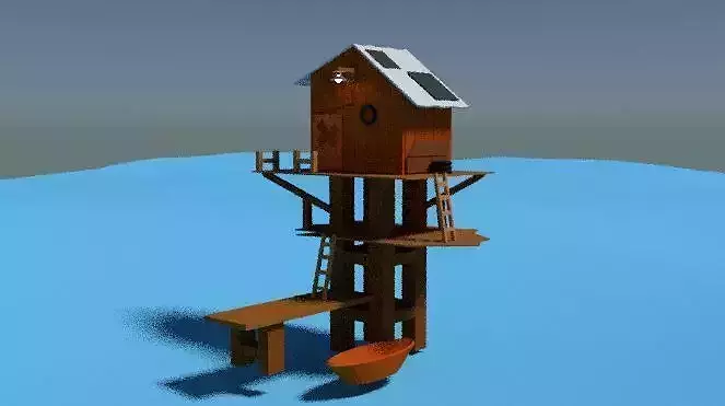 Isometric House at Sea 3D LowPoly