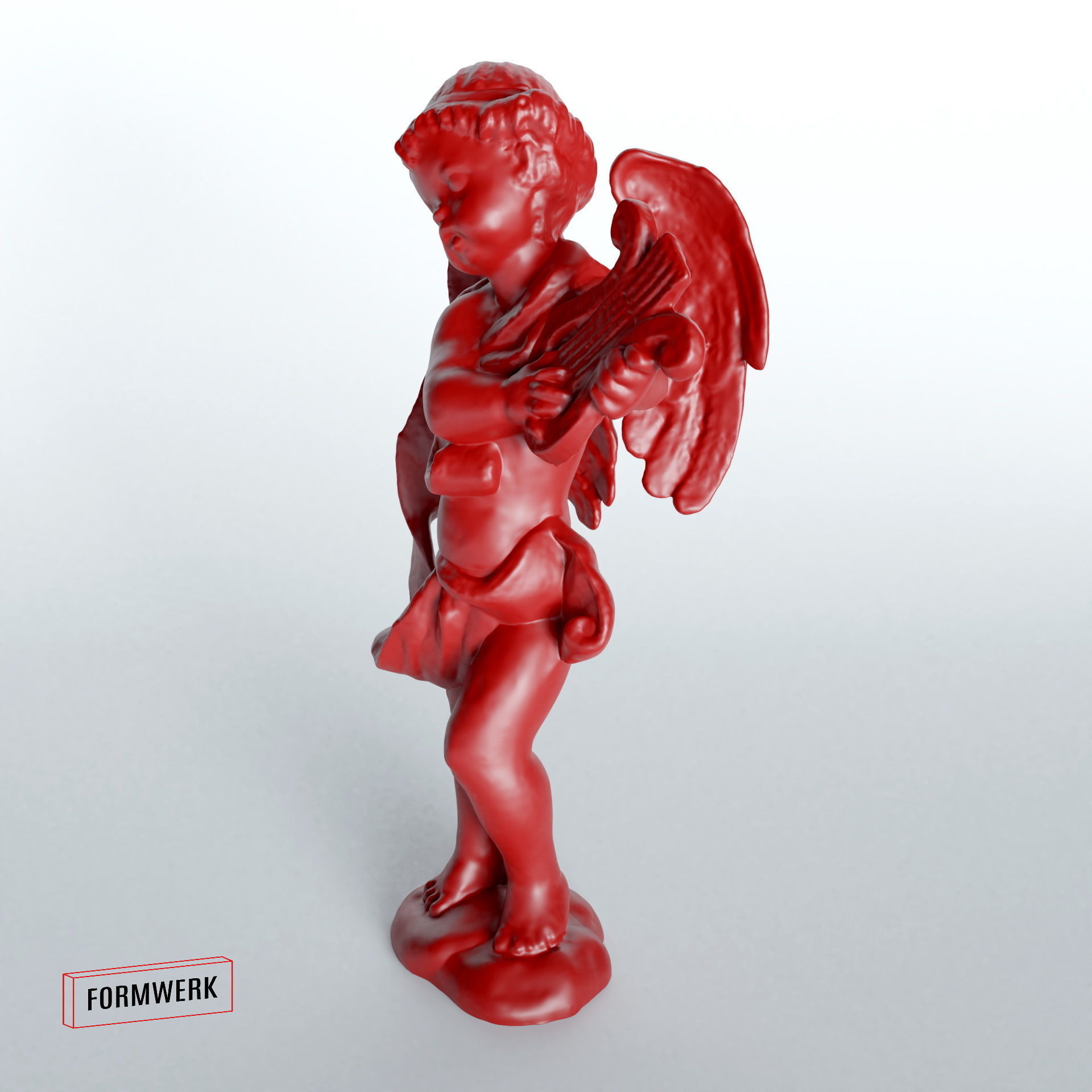 Cherub with harp - 3D Scan printable SLA 3D print model_7