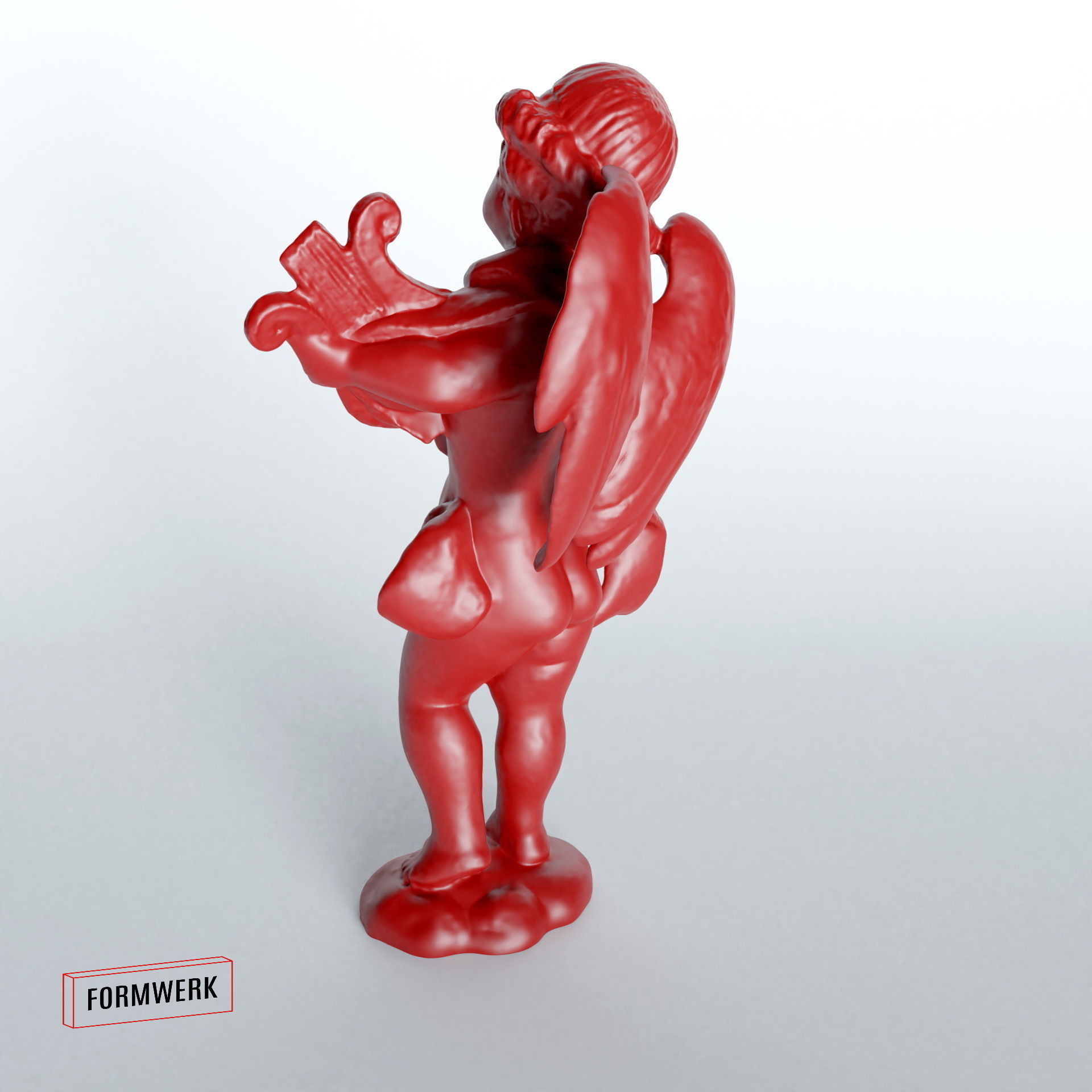 Cherub with harp - 3D Scan printable SLA 3D print model_12