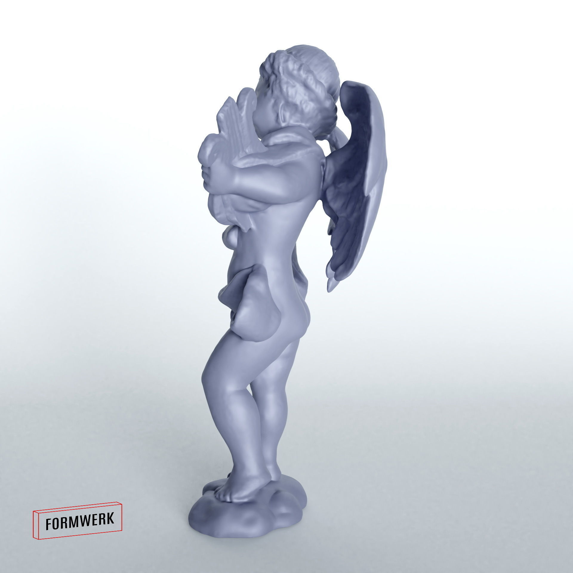 Cherub with harp - 3D Scan printable SLA 3D print model_5