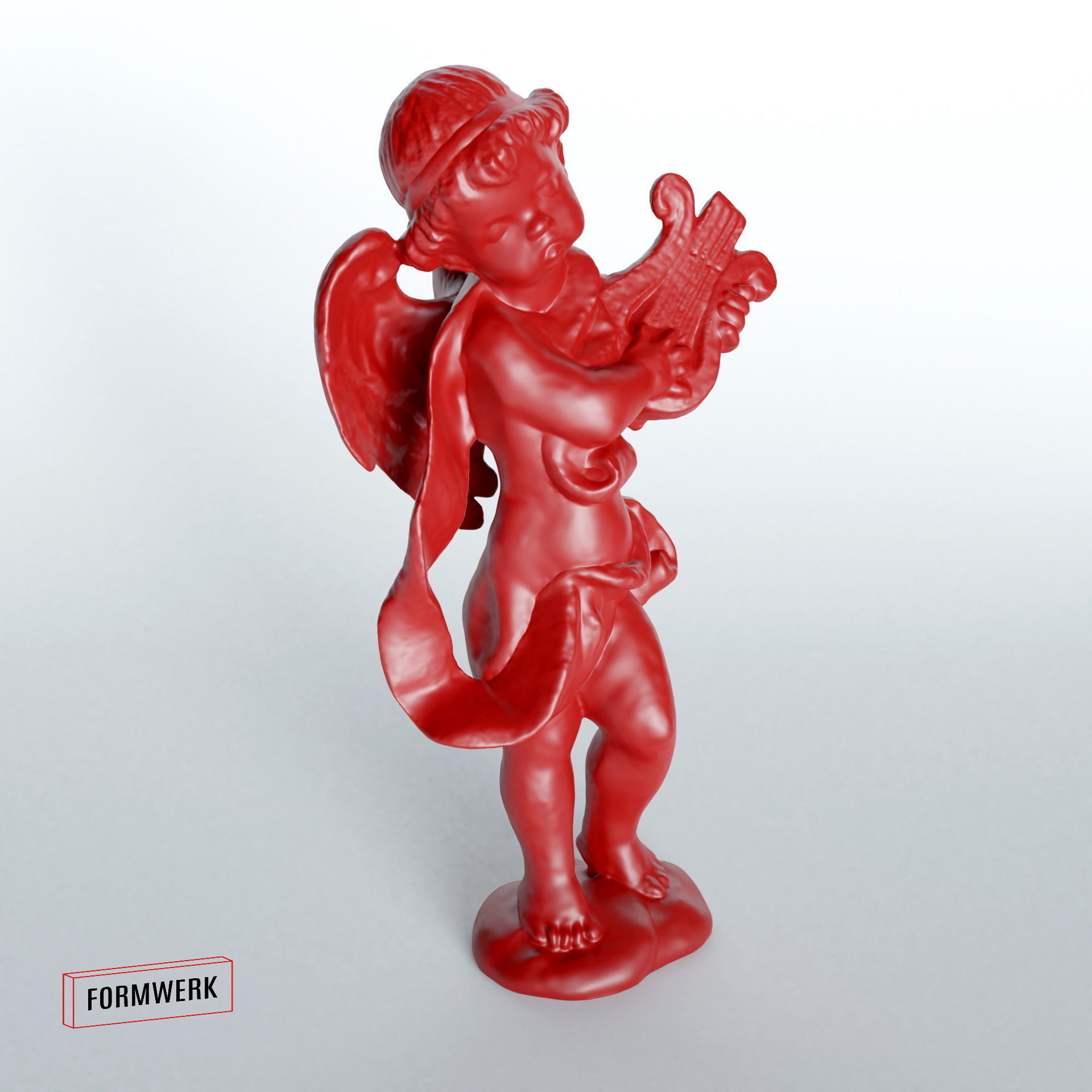 Cherub with harp - 3D Scan printable SLA 3D print model_8