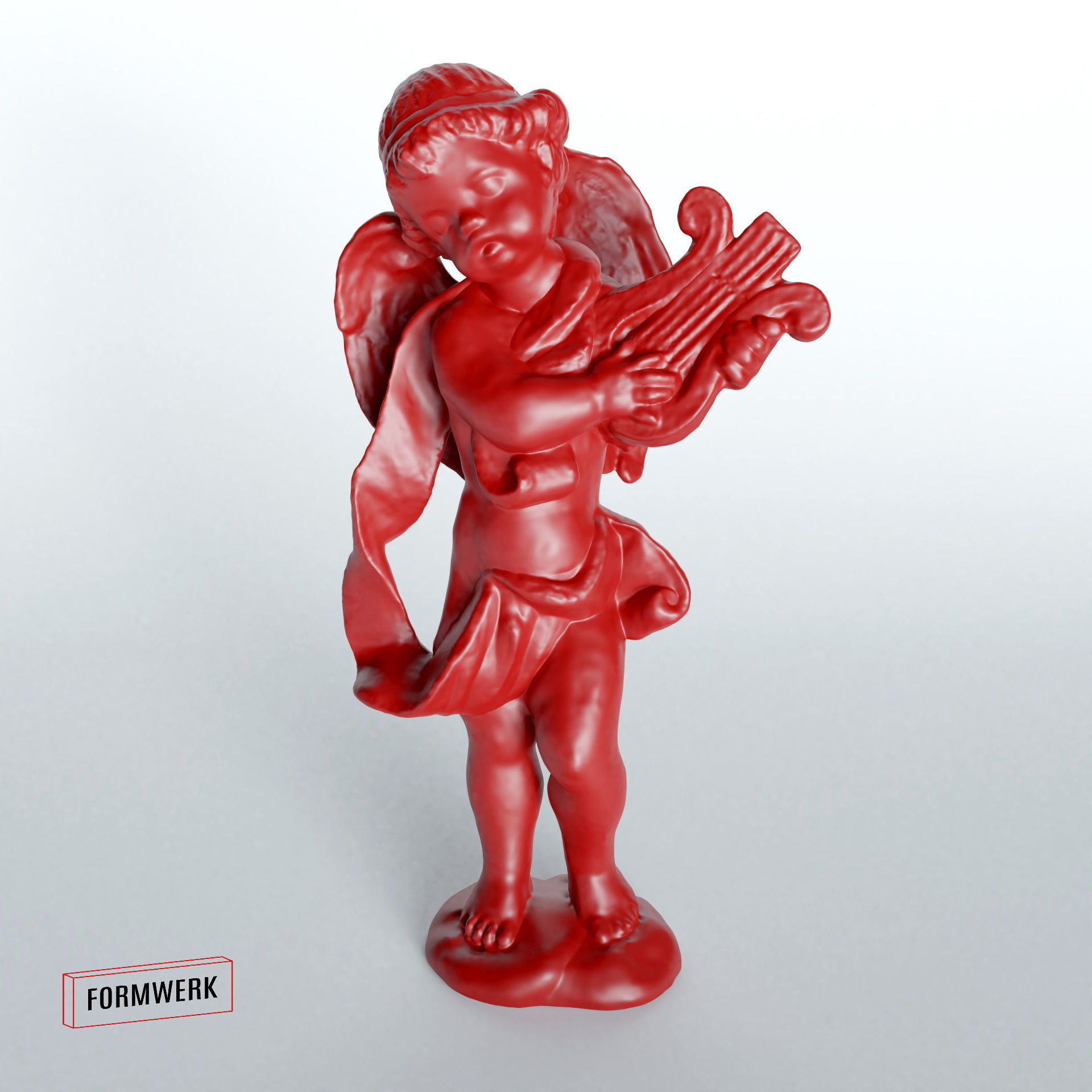 Cherub with harp - 3D Scan printable SLA 3D print model_6