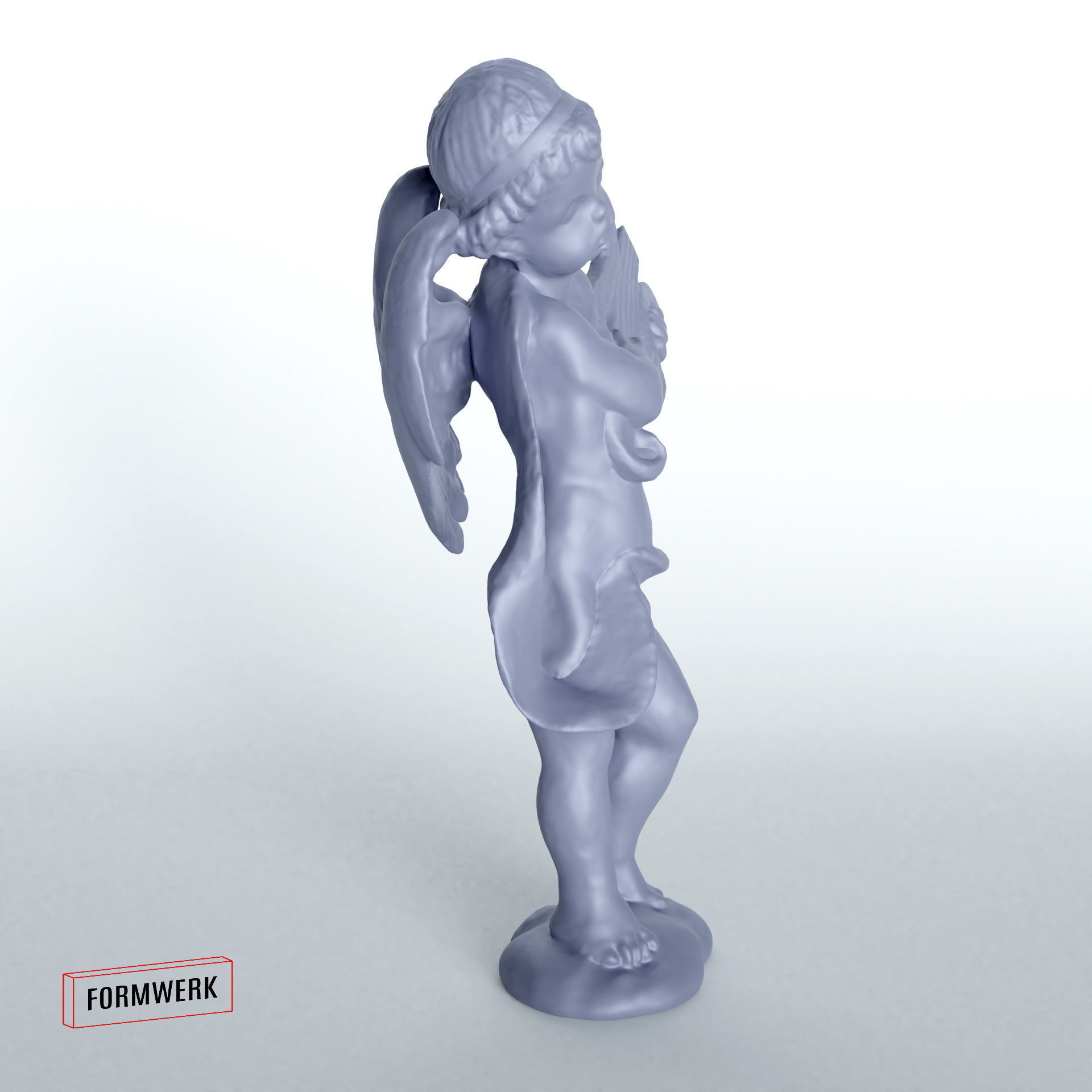 Cherub with harp - 3D Scan printable SLA 3D print model_3