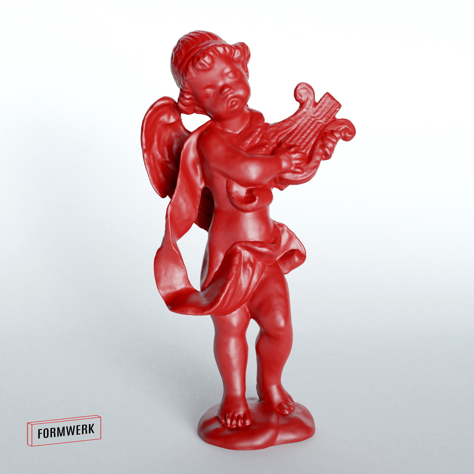 Cherub with harp - 3D Scan printable SLA 3D print model_14