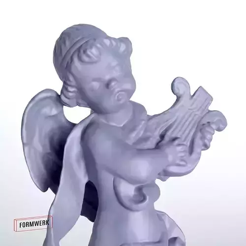 Cherub with harp - 3D Scan printable SLA 3D print model