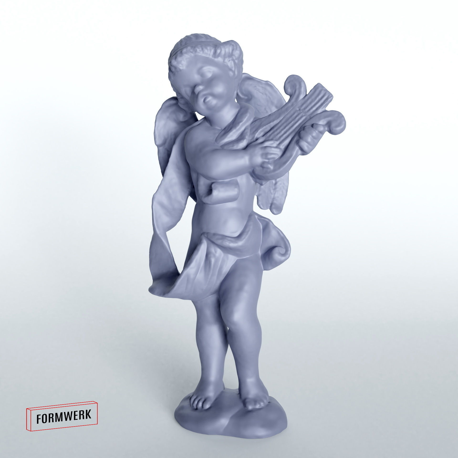 Cherub with harp - 3D Scan printable SLA 3D print model_2