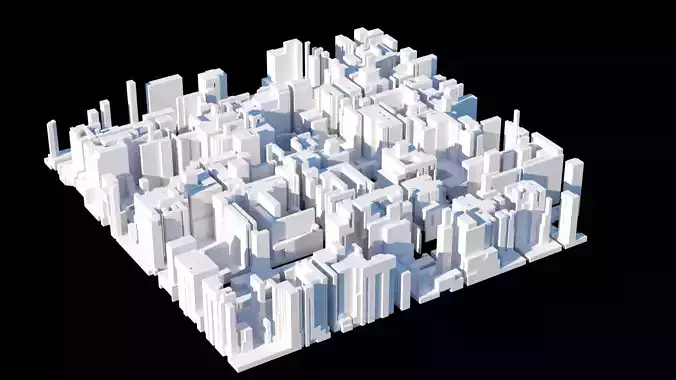 Low poly city block Low-poly 3D model