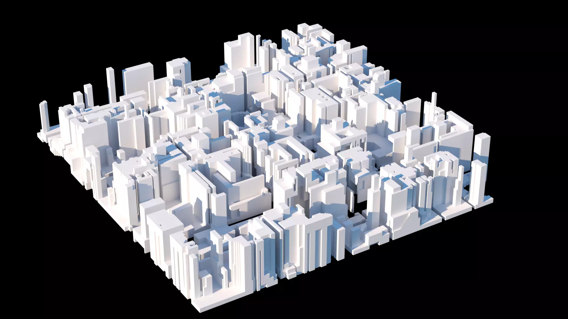 Low poly city block Low-poly 3D model_0