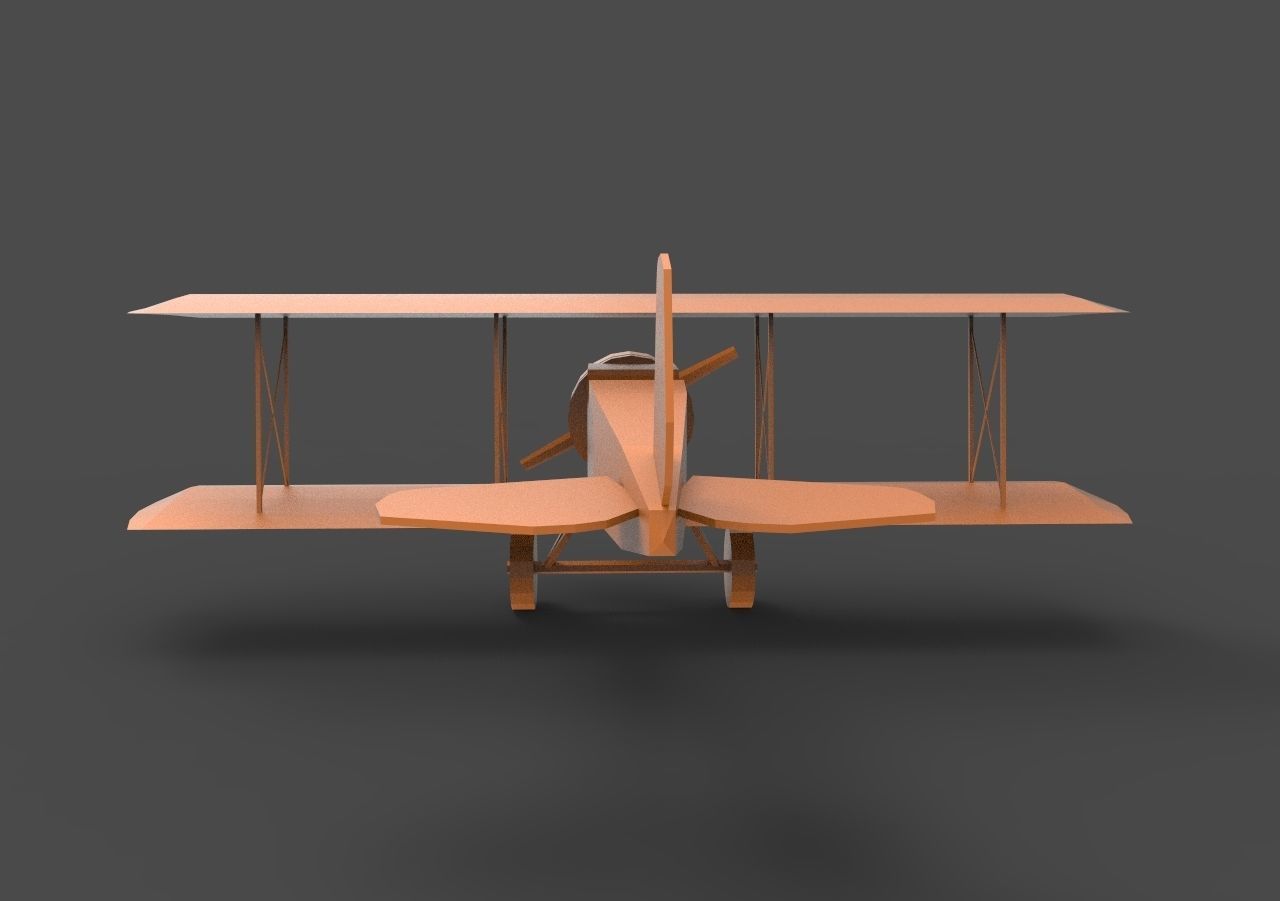 Biplane2 orange biplane 3D print model_5