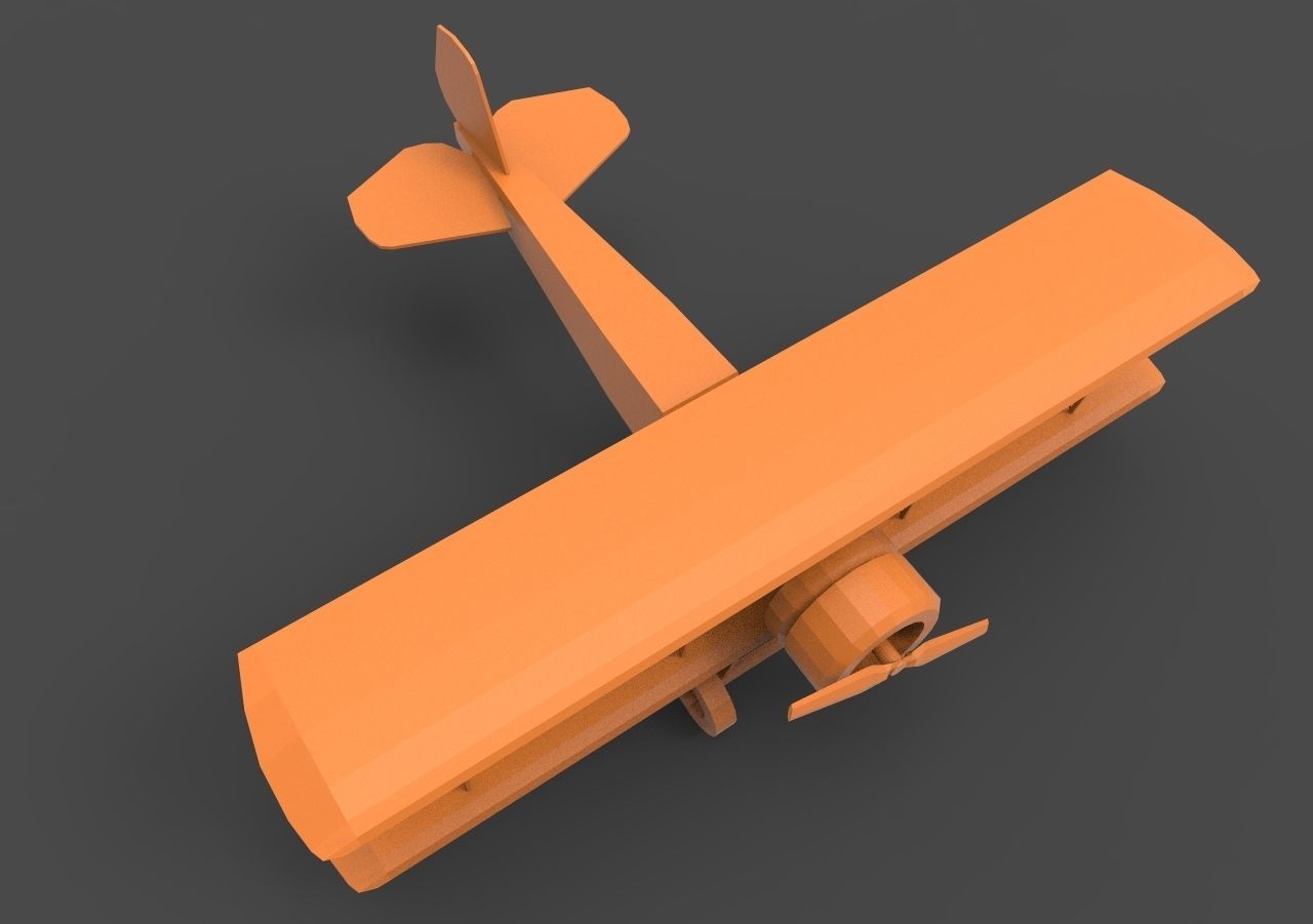 Biplane2 orange biplane 3D print model_7