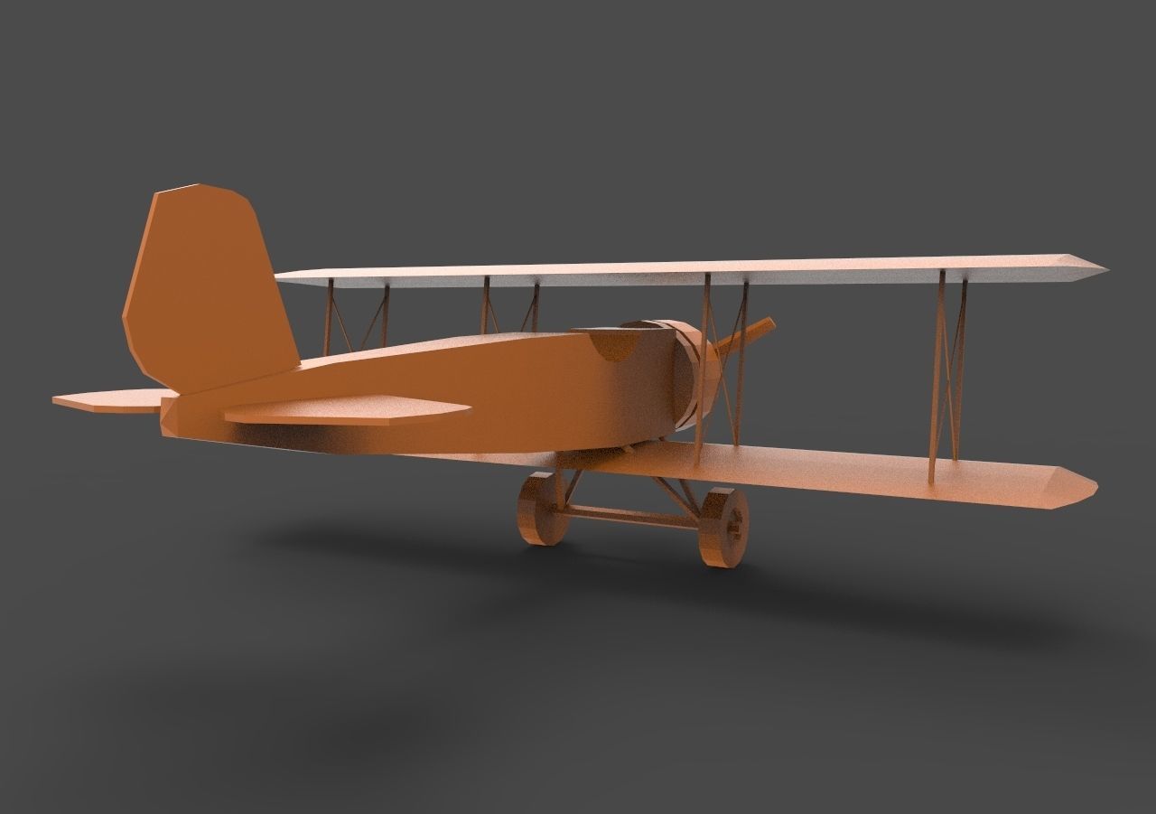 Biplane2 orange biplane 3D print model_4