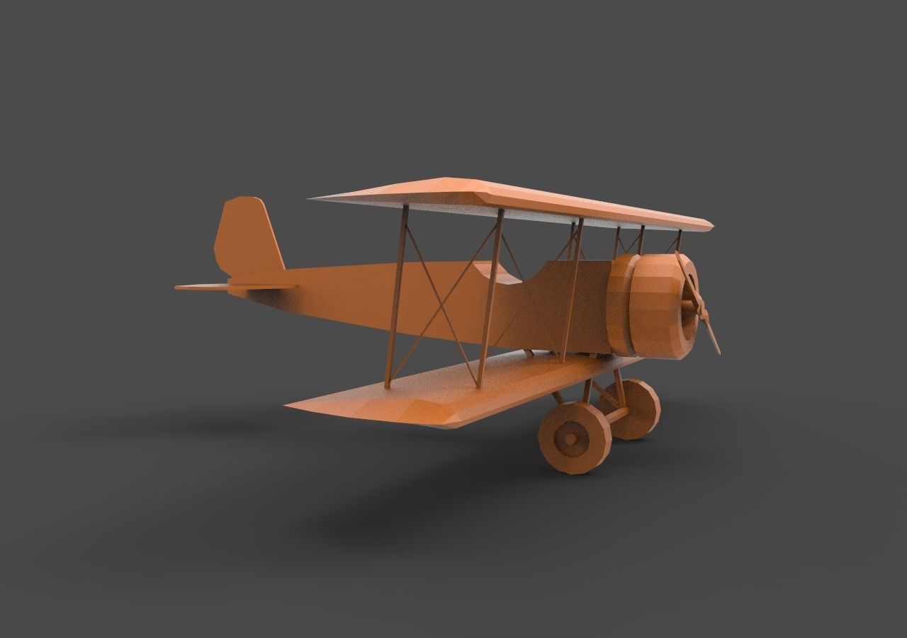 Biplane2 orange biplane 3D print model_2