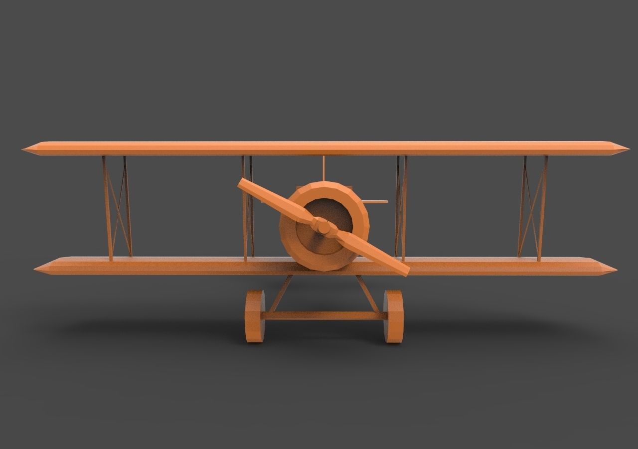 Biplane2 orange biplane 3D print model_1