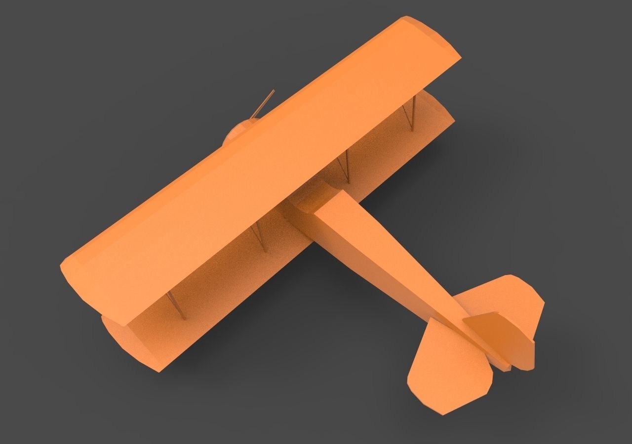 Biplane2 orange biplane 3D print model_6