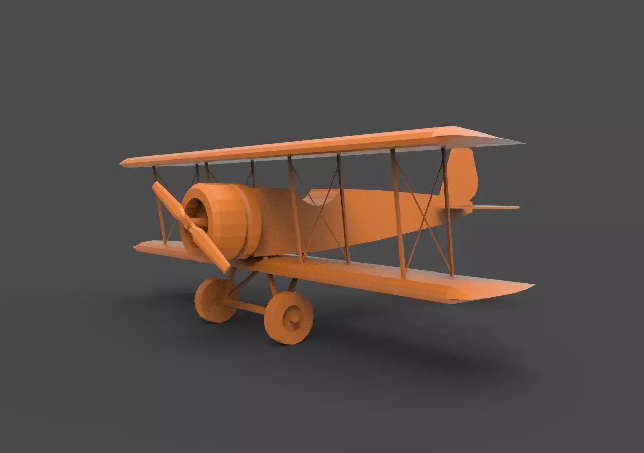 Biplane2 orange biplane 3D print model_0
