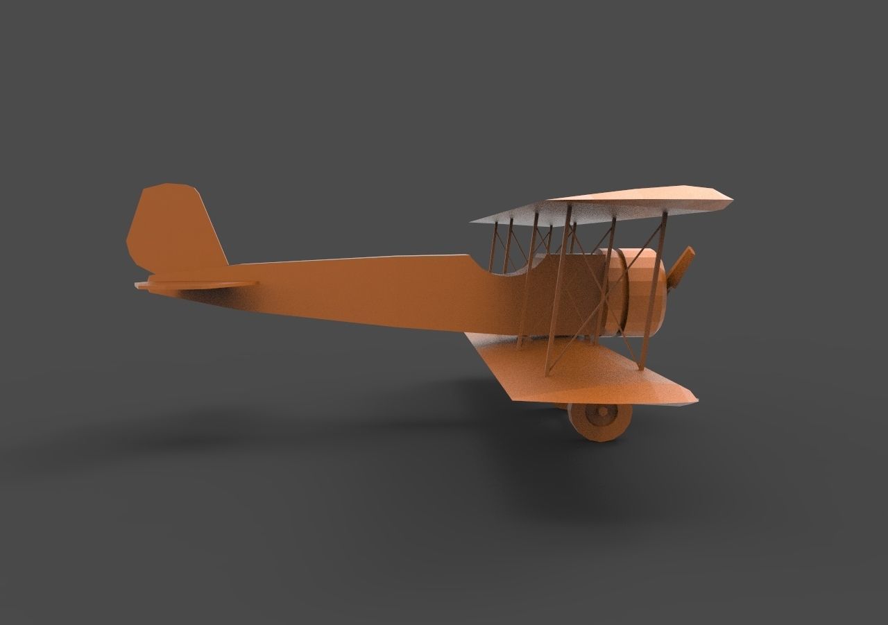 Biplane2 orange biplane 3D print model_3