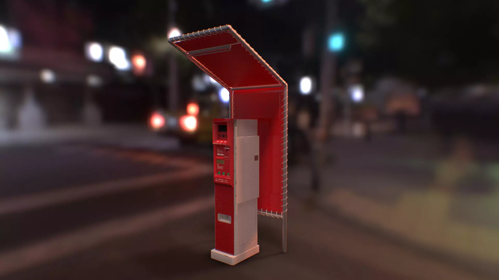 Japanese Parking Meter - PBR Game Ready Low-poly 3D model_0