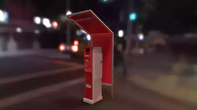 Japanese Parking Meter - PBR Game Ready Low-poly 3D model