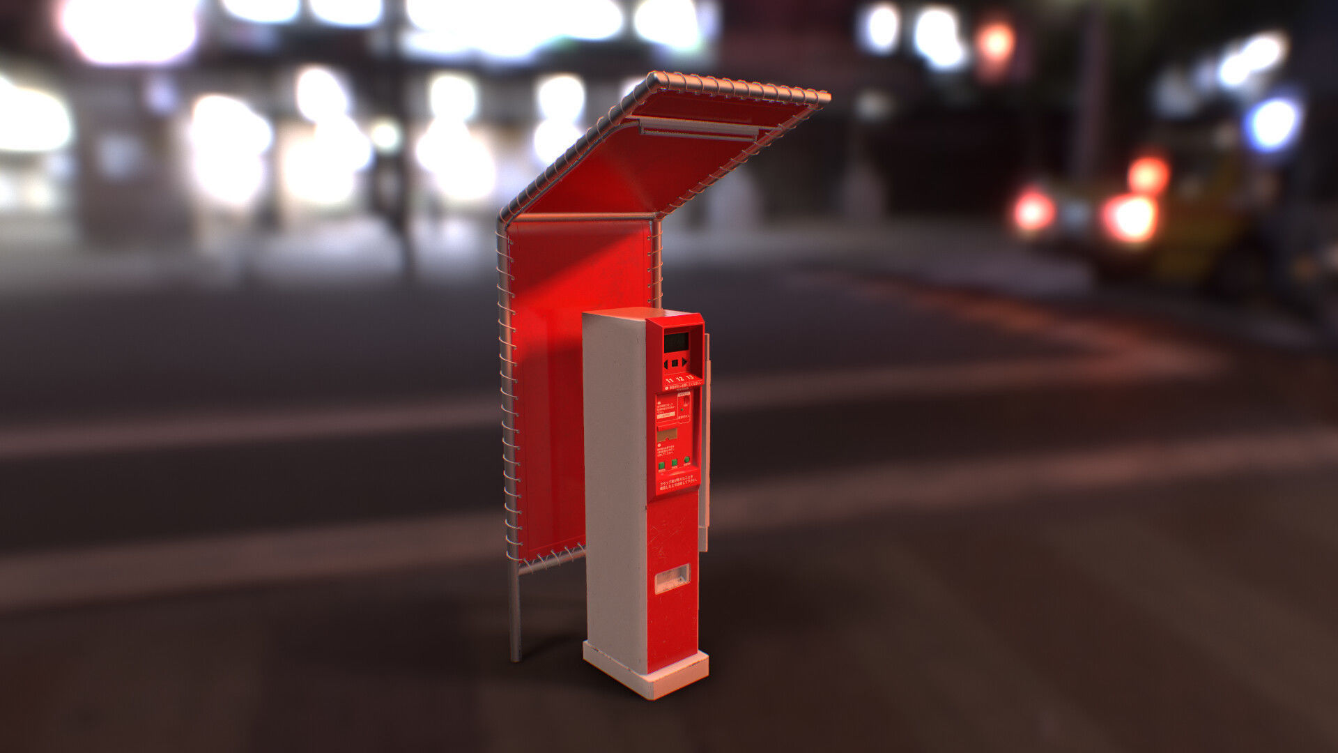 Japanese Parking Meter - PBR Game Ready Low-poly 3D model_2