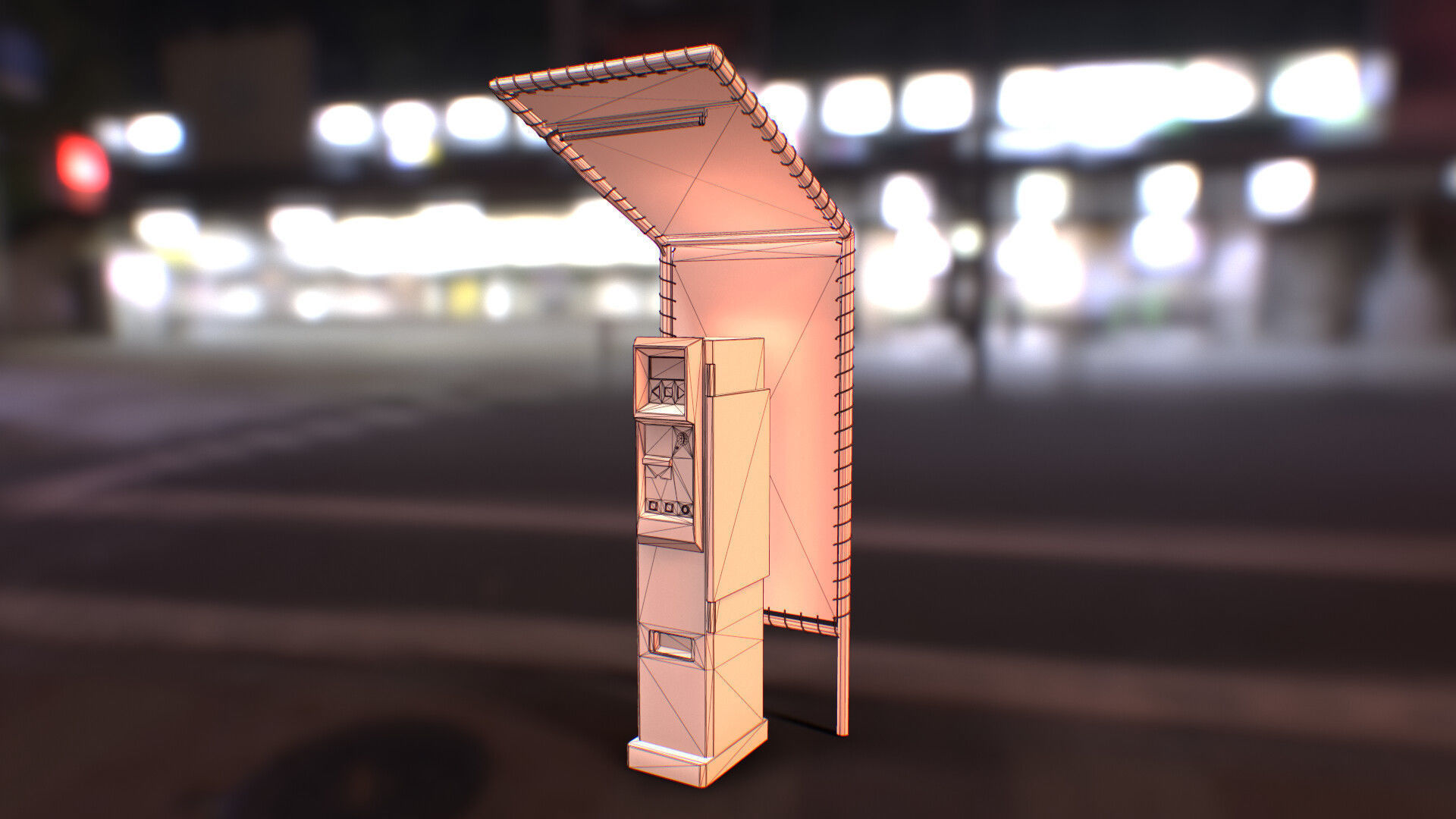 Japanese Parking Meter - PBR Game Ready Low-poly 3D model_5